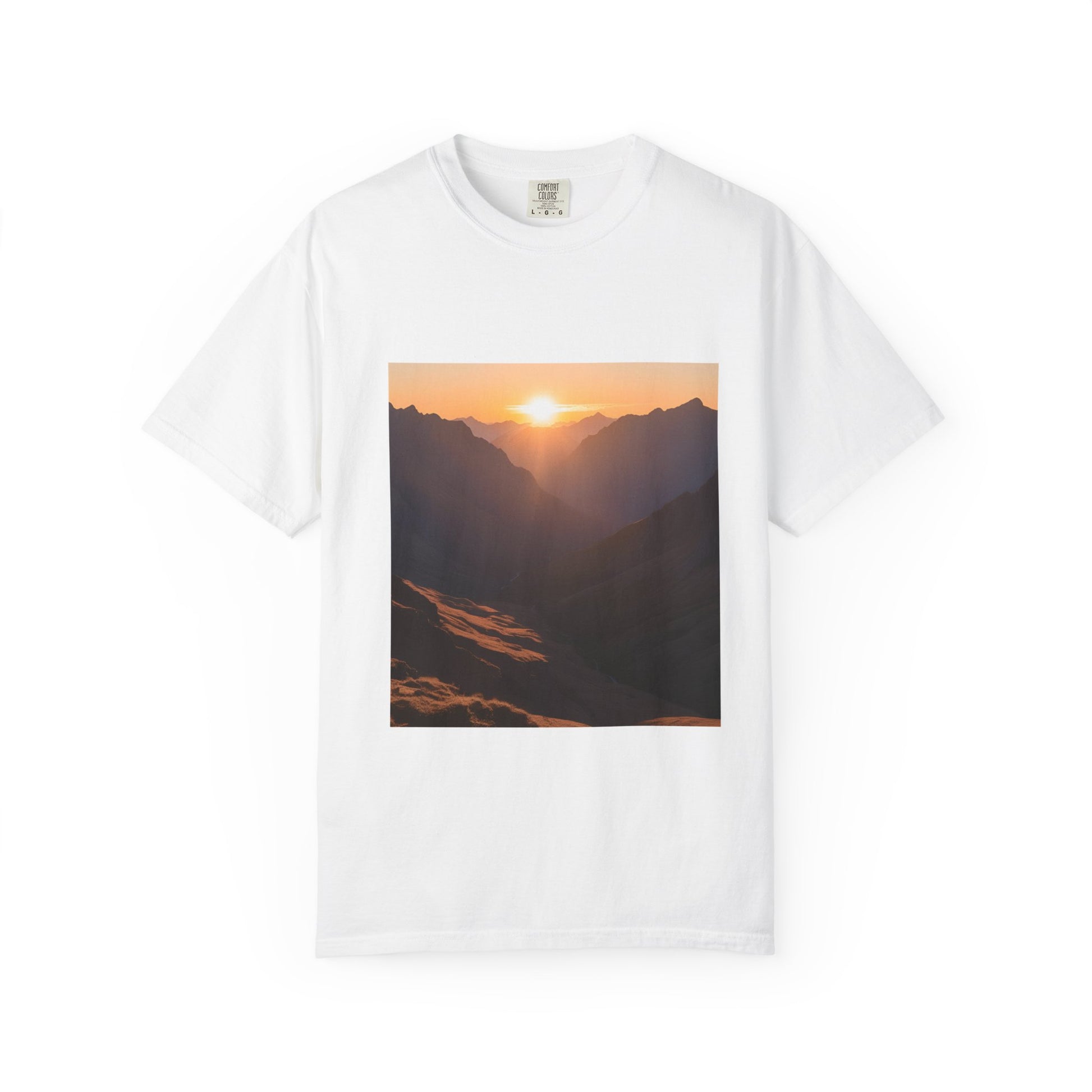 Sunset Mountain T-Shirt - Garment-Dyed Nature Tee for Outdoor Lovers