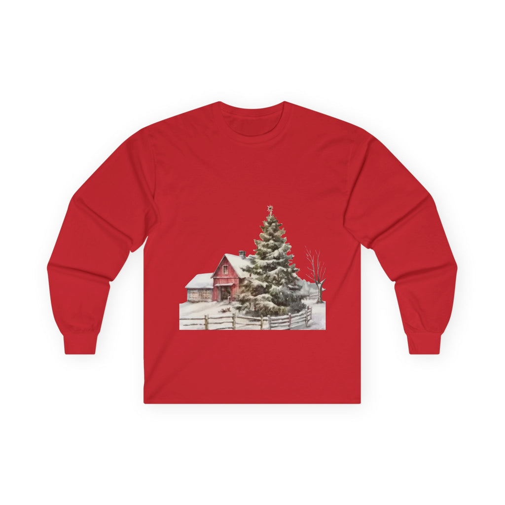 Whispers of Winter – Christmas Barn T-Shirt Long Sleeve Tee