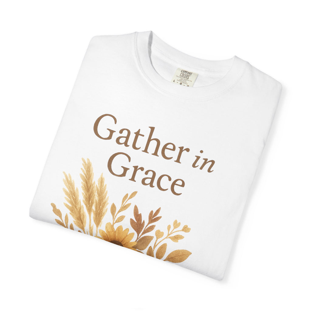 Gather in Grace Thanksgiving Shirt | Rustic Fall Pumpkin & Harvest T-Shirt | Autumn Watercolor Apparel