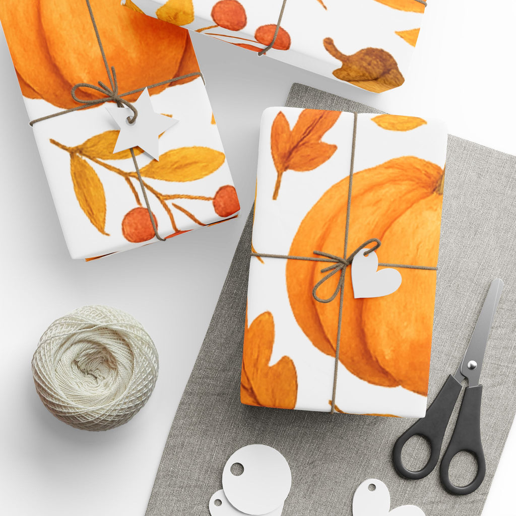 Autumn Pumpkin Wrapping Paper, Fall Gift Wrap, Seasonal Packaging, Thanksgiving Decor, Eco-Friendly Gift Wrap