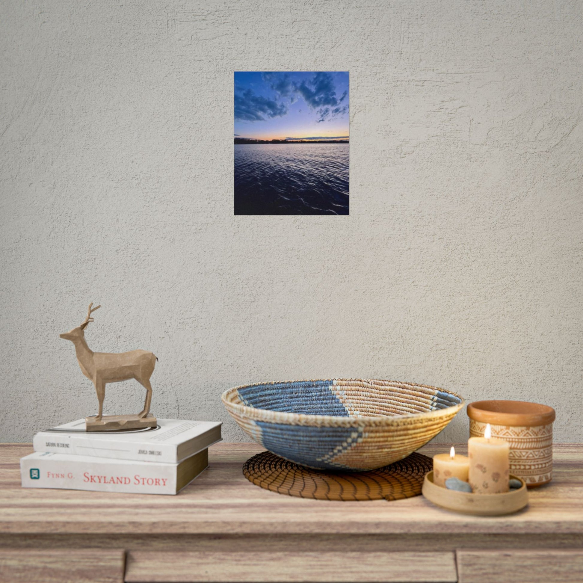 Serene Sunset Rolled Poster - Tranquil Lake View Wall Art for Home Decor