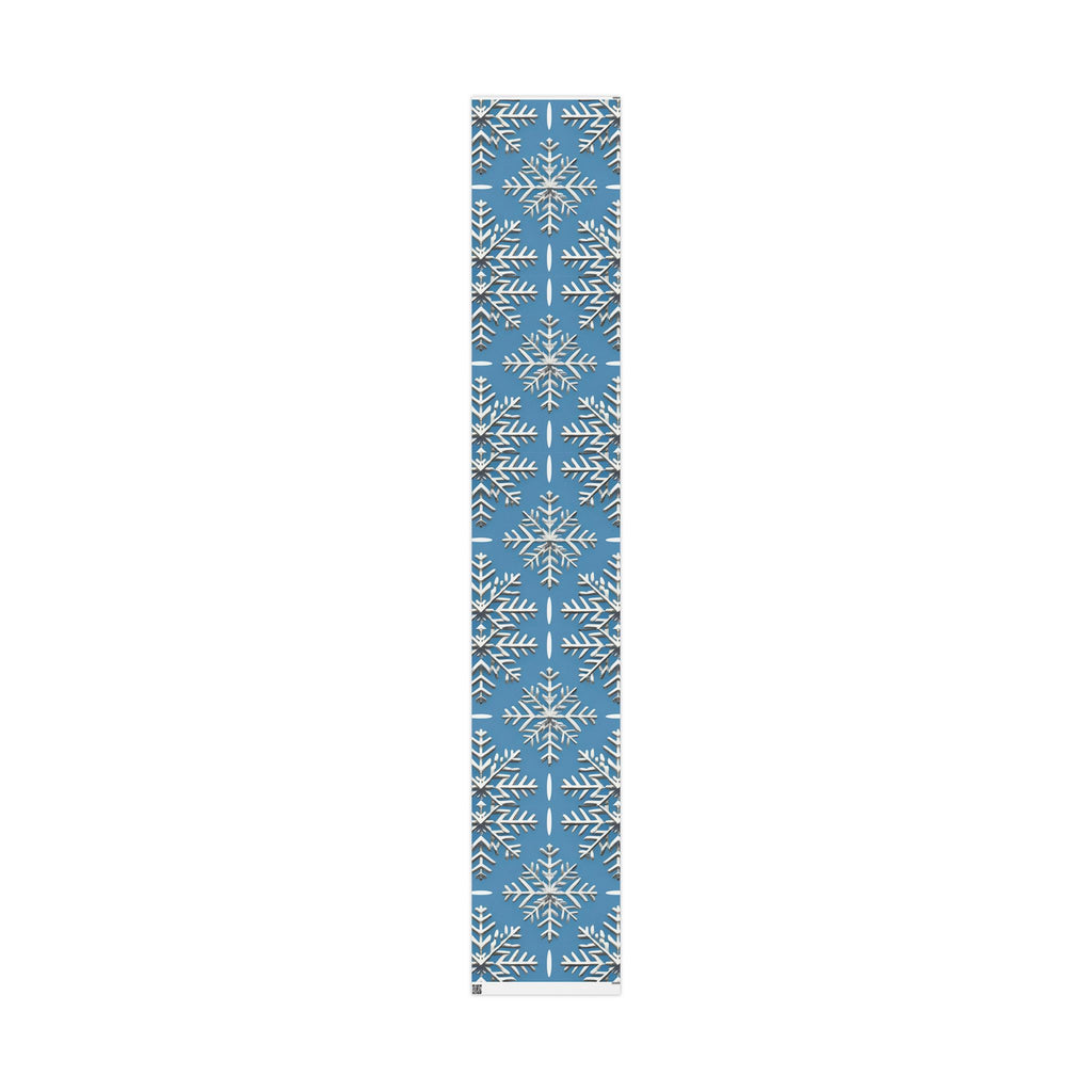 Silver Snowflake Wrapping Paper – Elegant Holiday Gift Wrap on Winter Blue Background