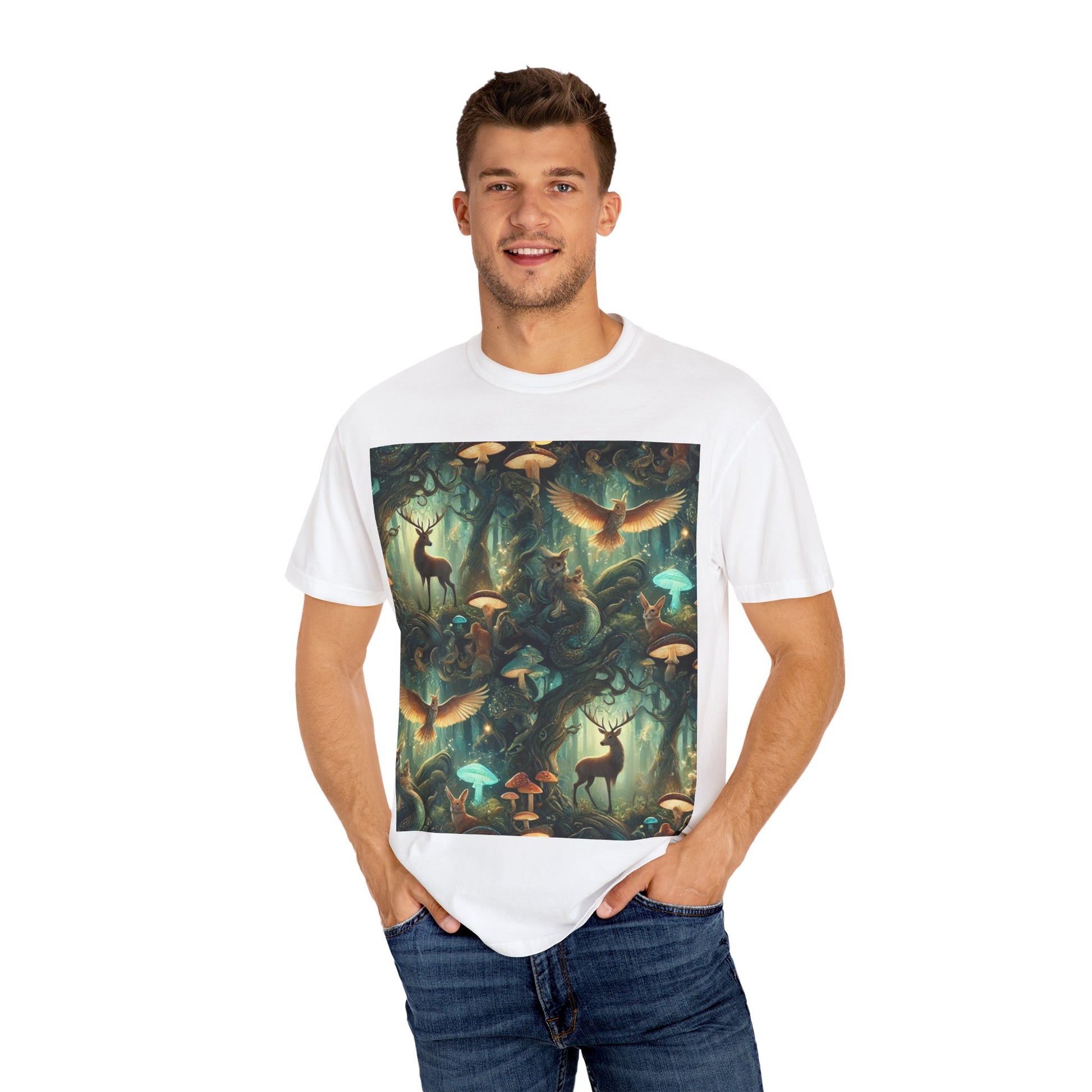 EPIC Enchanted Forest T-Shirt - Unisex Garment-Dyed Tee with Whimsical Wildlife Design