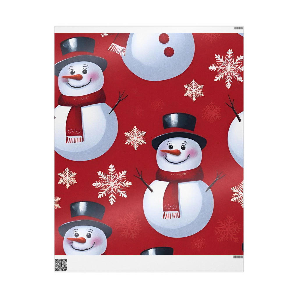 Red Snowman Wrapping Paper – Jolly Holiday Gift Wrap with Snowflakes