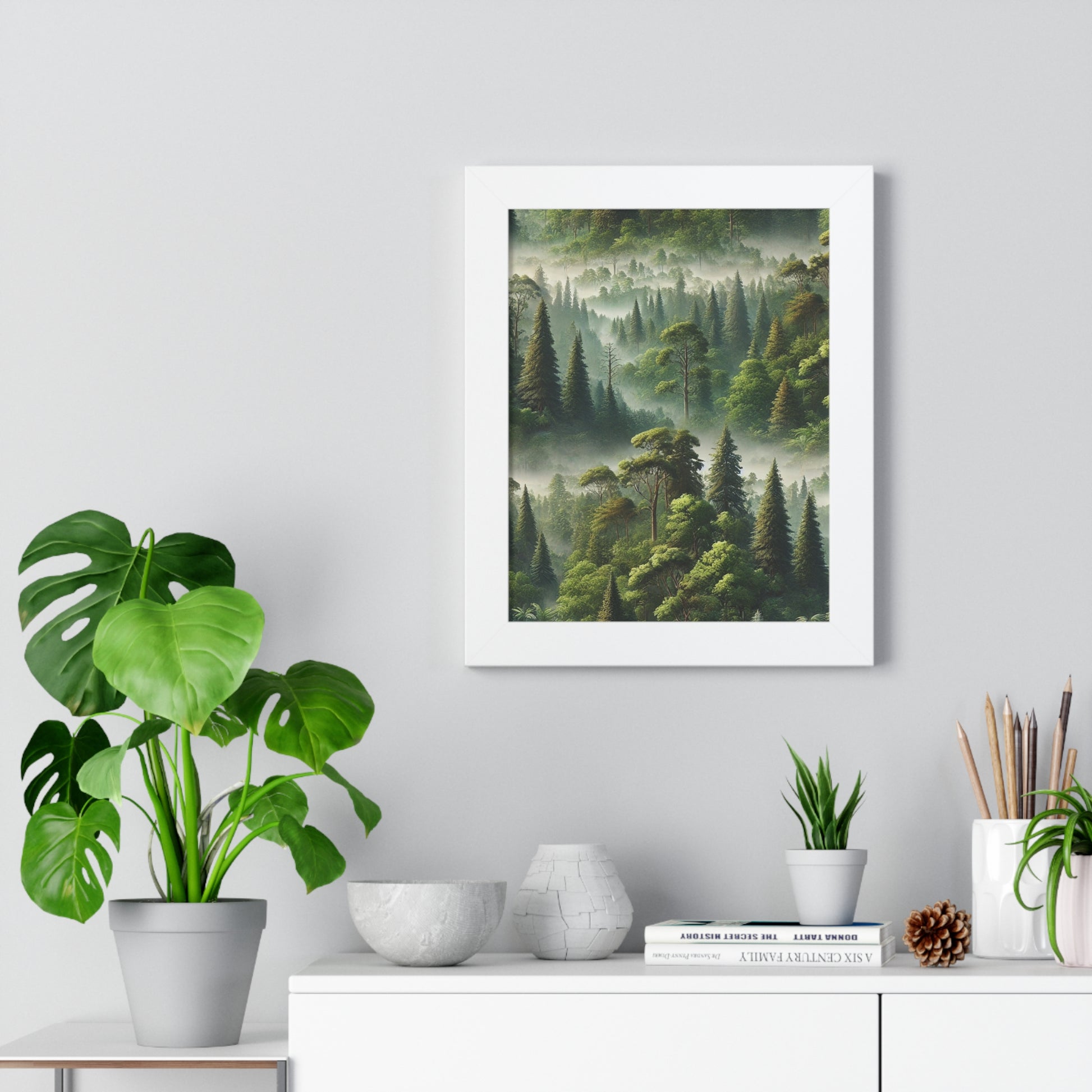 Serene Forest Framed Vertical Poster - Nature Wall Art Decor