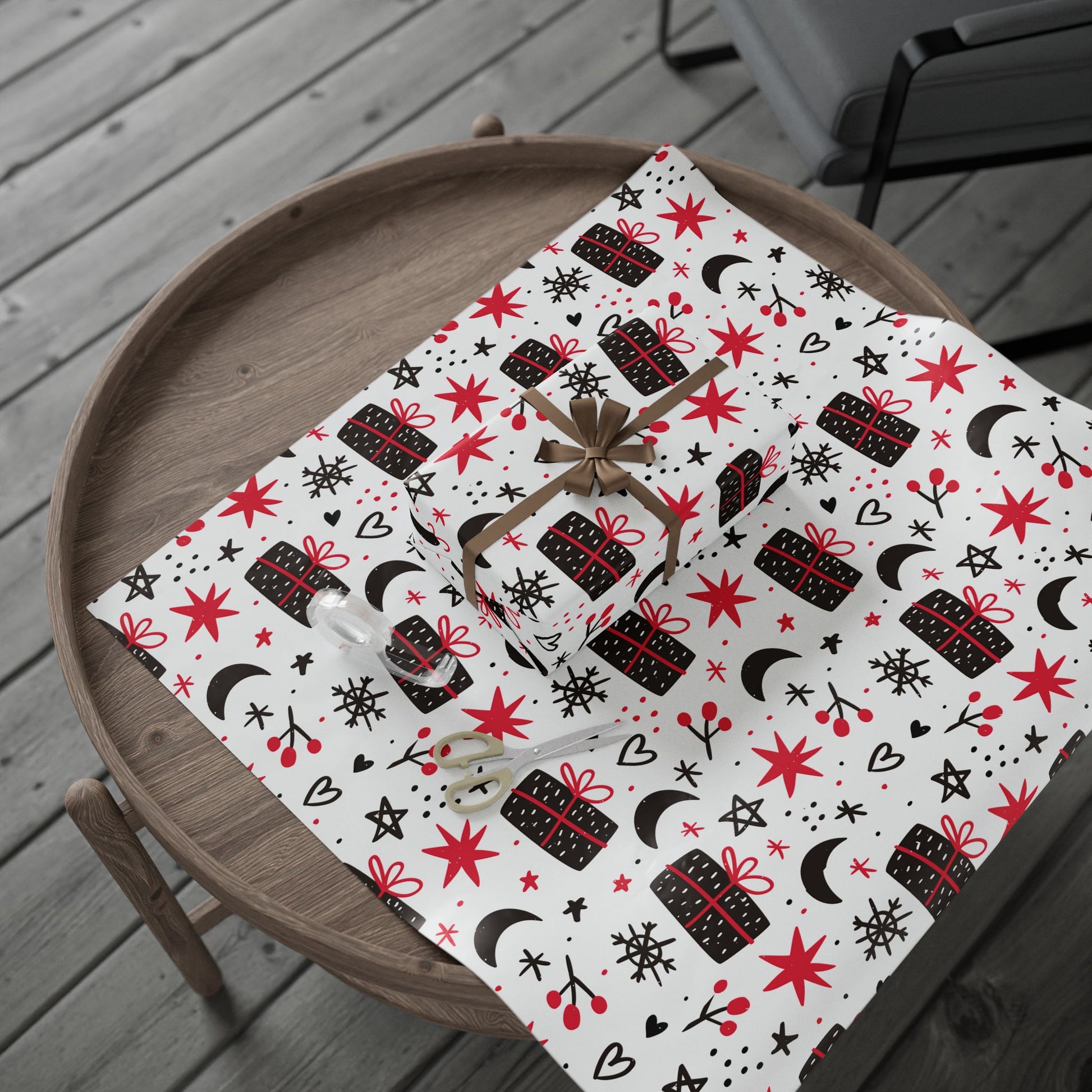 Midnight Noel Wrapping Paper – Modern Black and Red Christmas Gift Wrap - As Designer