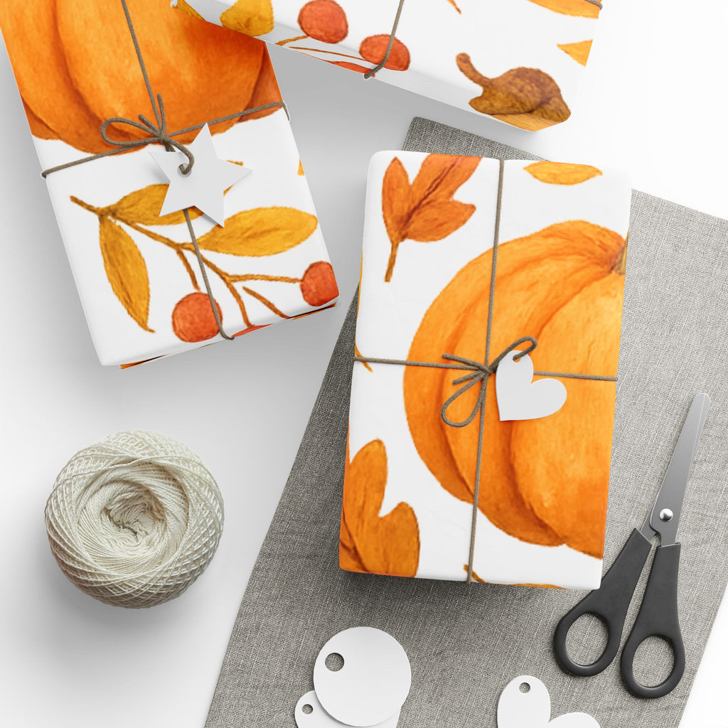 Autumn Pumpkin Wrapping Paper, Fall Gift Wrap, Seasonal Packaging, Thanksgiving Decor, Eco-Friendly Gift Wrap