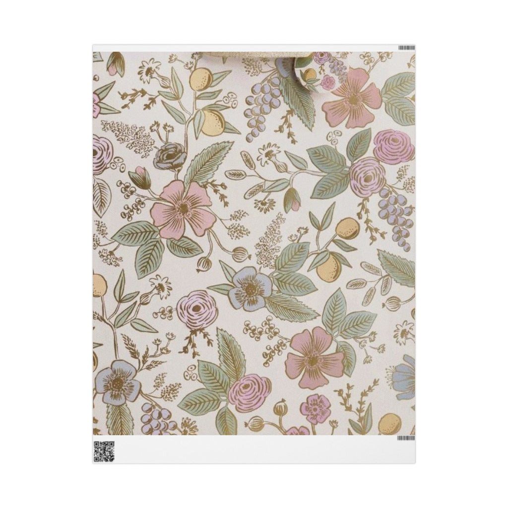 Vintage Floral Wrapping Paper – Soft Pastel Garden Blooms on Cream Background