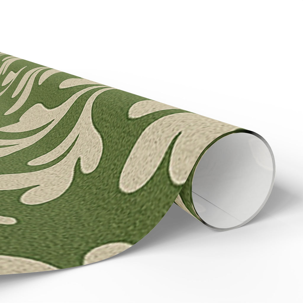Elegant Green Leaf Wrapping Paper with Natural Botanical Pattern