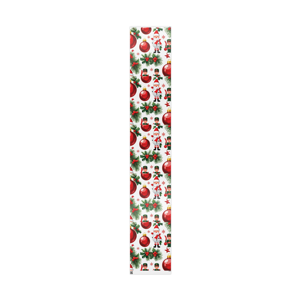 Santa and Toy Soldiers Christmas Wrapping Paper – Festive Ornaments and Holly Design