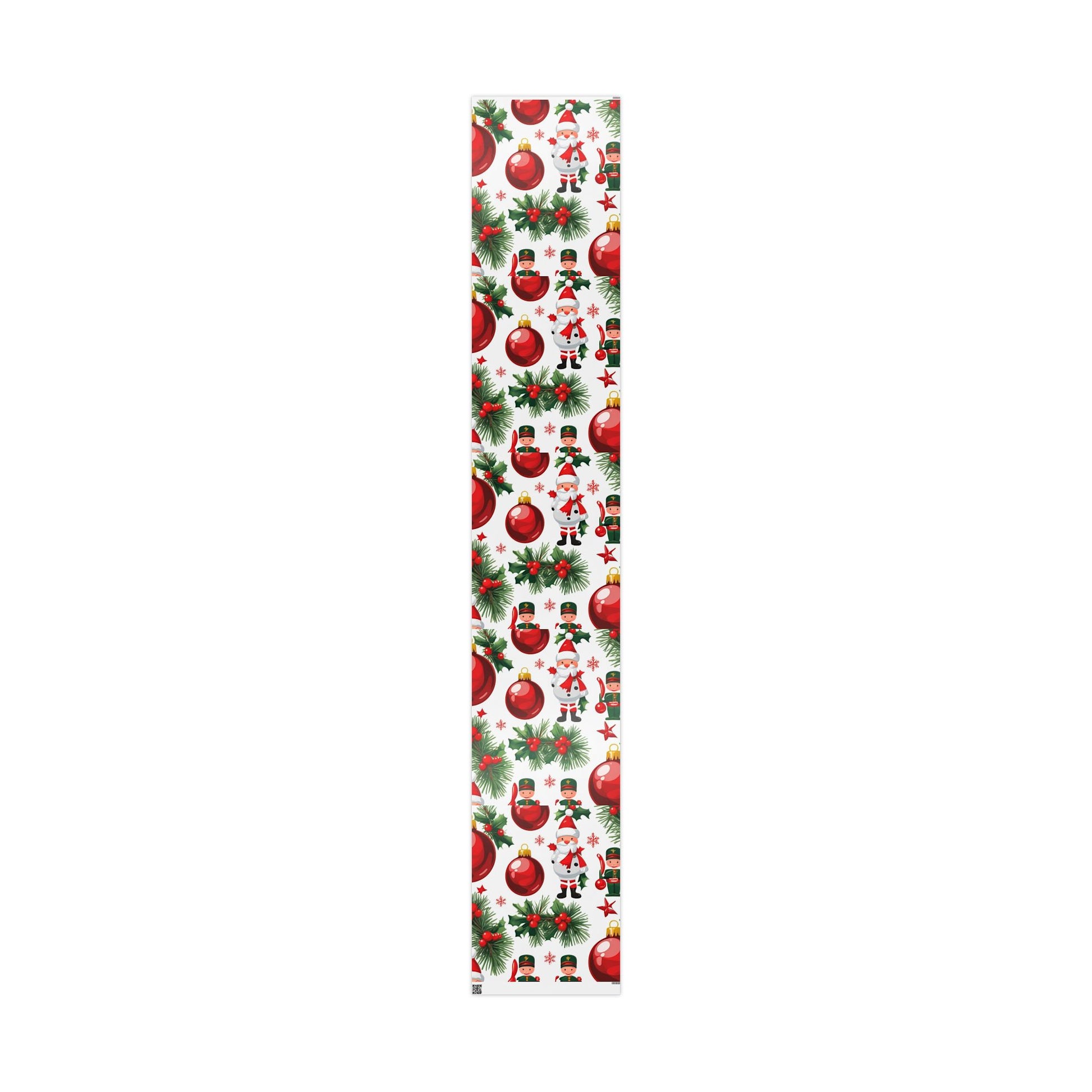 Santa and Toy Soldiers Christmas Wrapping Paper – Festive Ornaments and Holly Design