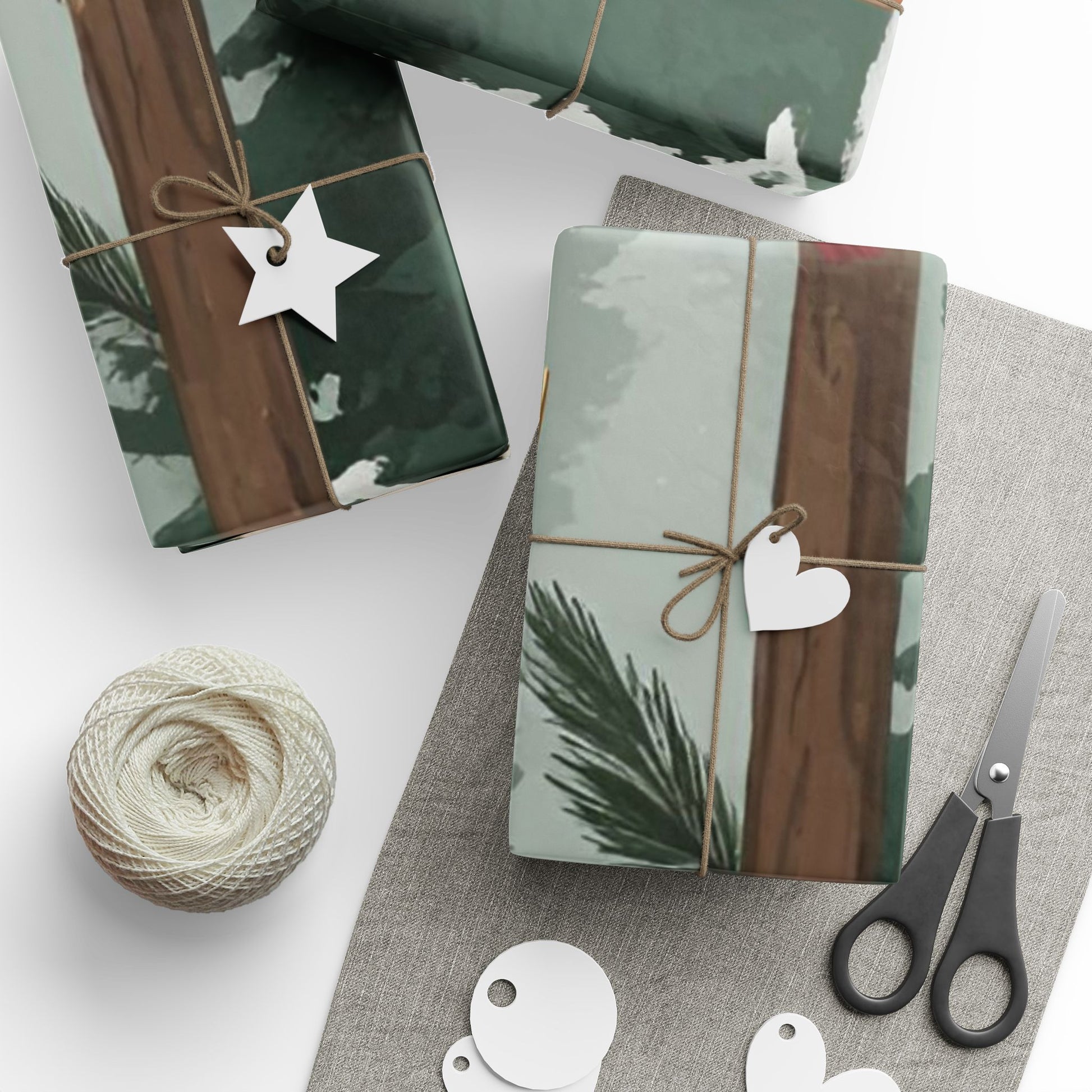 Large Print Festive Holiday Gift Wrap - Winter Deer & Cardinal Forest Wrapping Paper