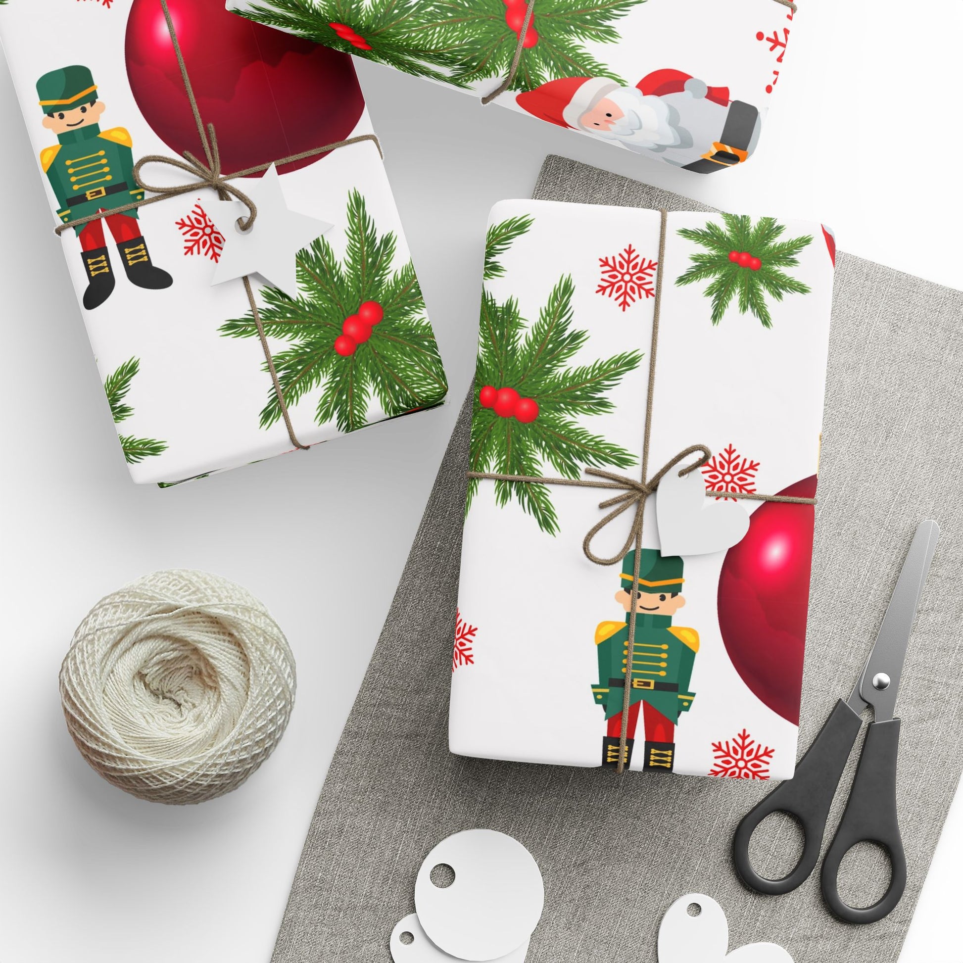 Santa & Nutcracker Christmas Wrapping Paper - Festive Winter Wrapping Paper - Holiday Spirit