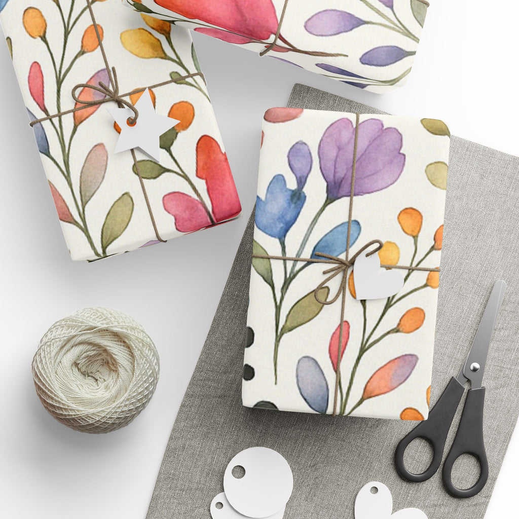 Delicate Watercolor Floral Wrapping Paper – Elegant Botanical Gift Wrap