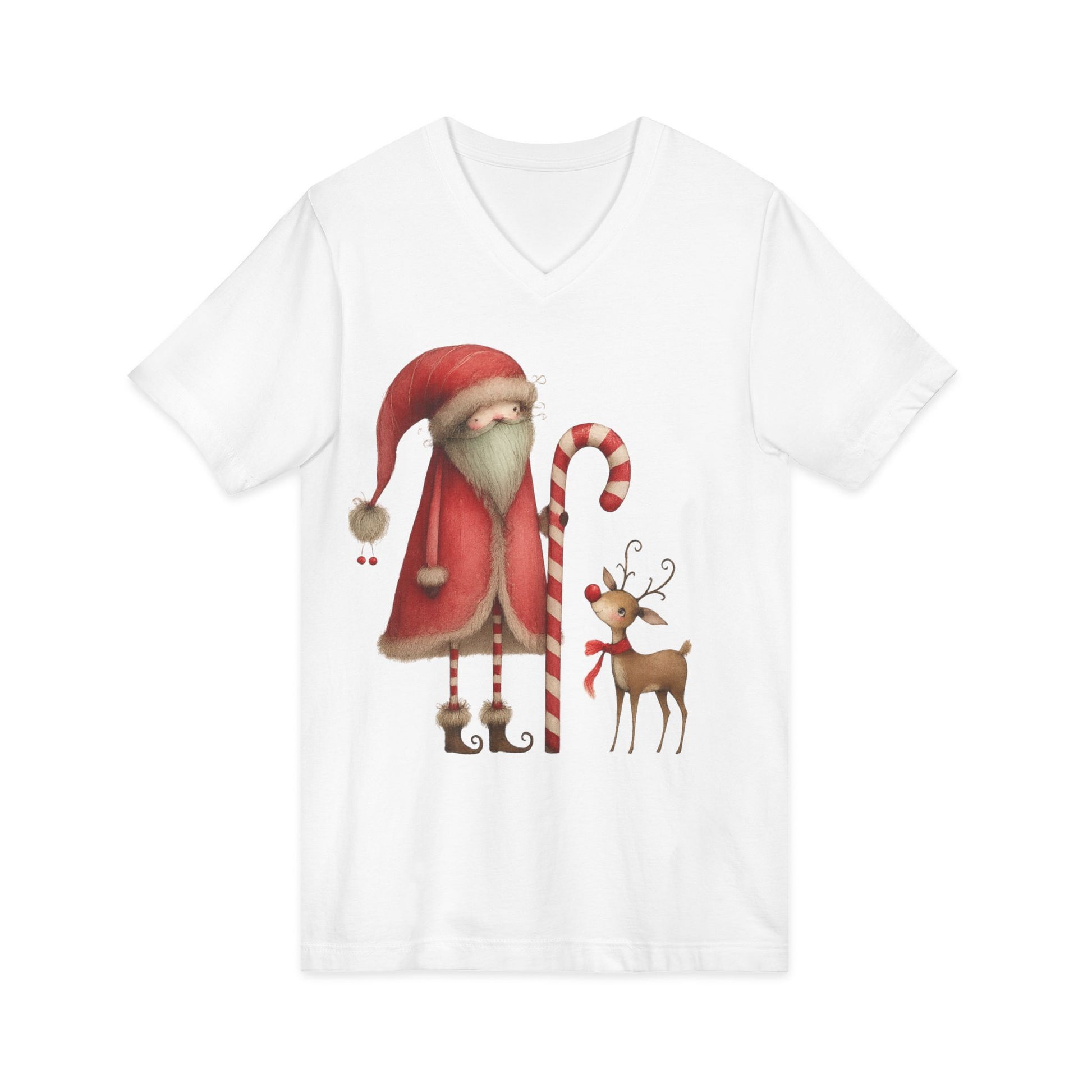 Vintage Santa & Reindeer Christmas T-Shirt – Whimsical Holiday Art Tee for Adults |   Winter Wish Makers