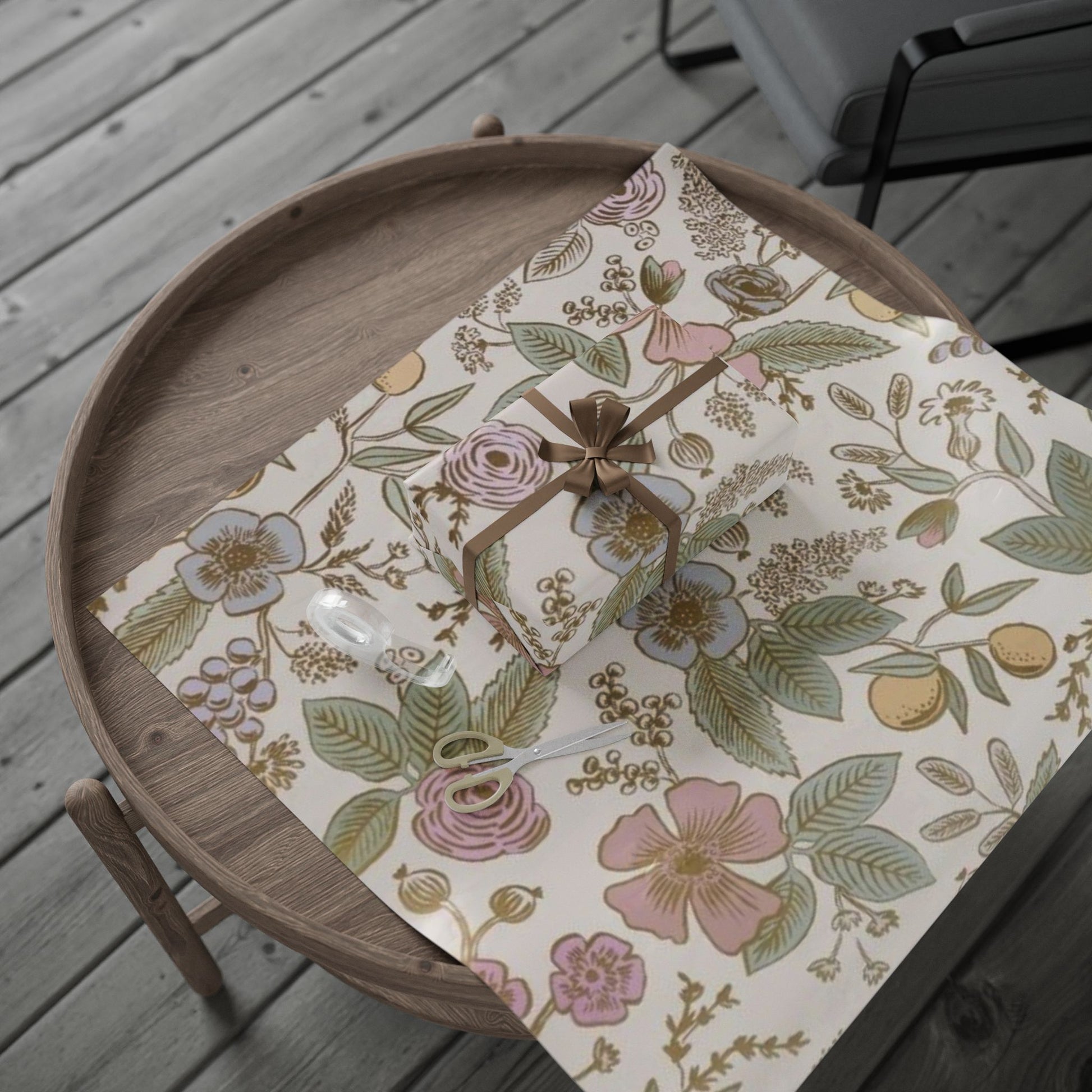 Vintage Floral Wrapping Paper – Soft Pastel Garden Blooms on Cream Background