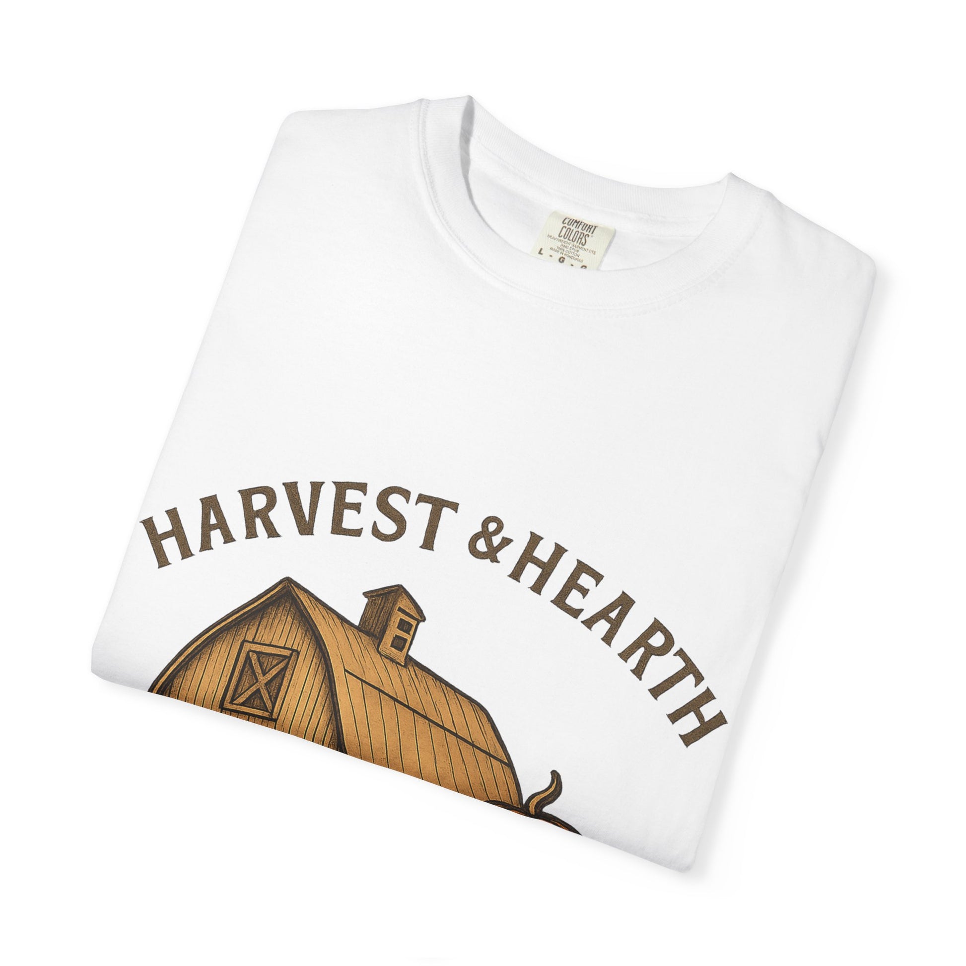 Harvest & Hearth T-Shirt, Cozy Fall Tee, Autumn Vibes Shirt, Pumpkin Decor Top, Thanksgiving Gift Idea, Seasonal Adult Style Tee