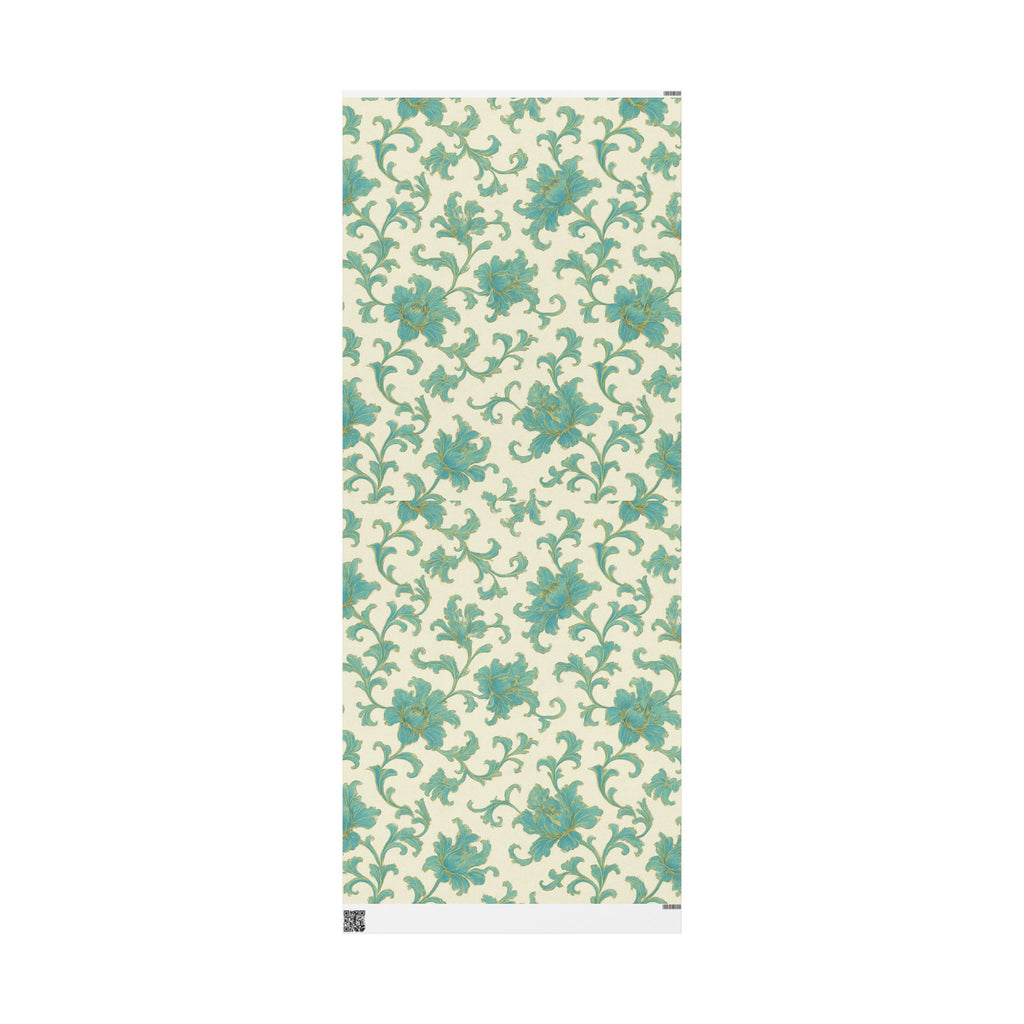 Elegant Teal Vintage Floral Wrapping Paper – Classic Cream Background Gift Wrap