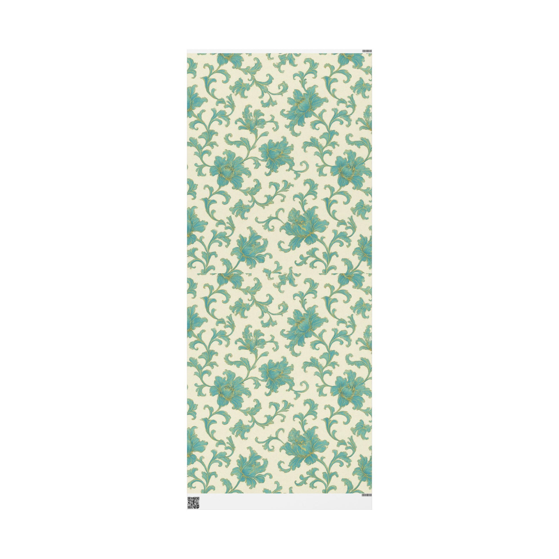 Elegant Teal Vintage Floral Wrapping Paper – Classic Cream Background Gift Wrap