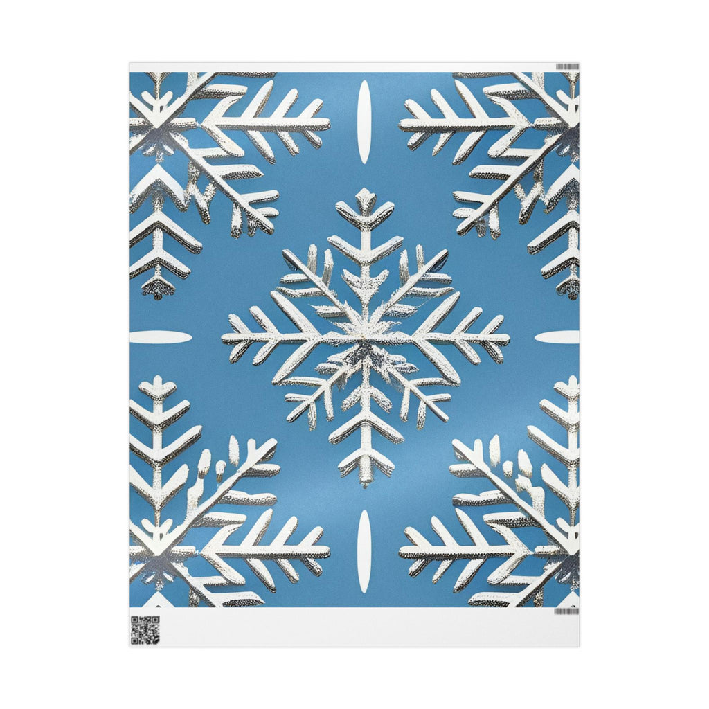 White snowflakes on a blue background
