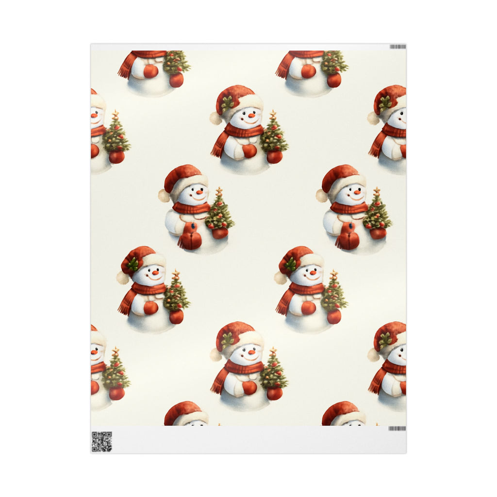 Snowman Pattern Wrapping Paper Roll — Jolly Snowfolk Christmas Wrapping Paper – Miniature Snowman Pattern Gift Wrap by Paper Pleasures – Illustrated by Trailside Designs