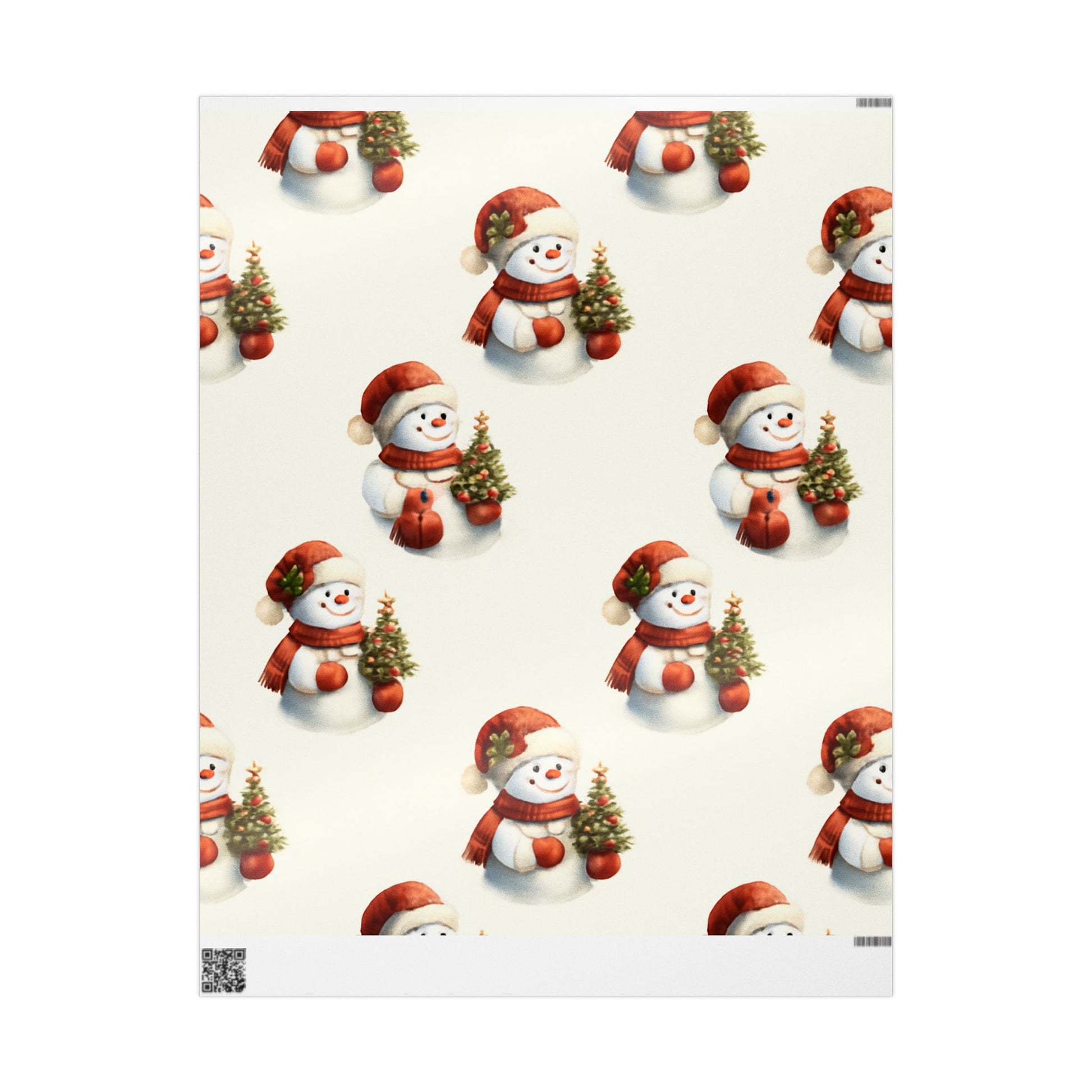 Snowman Pattern Wrapping Paper Roll — Jolly Snowfolk Christmas Wrapping Paper – Miniature Snowman Pattern Gift Wrap by Paper Pleasures – Illustrated by Trailside Designs