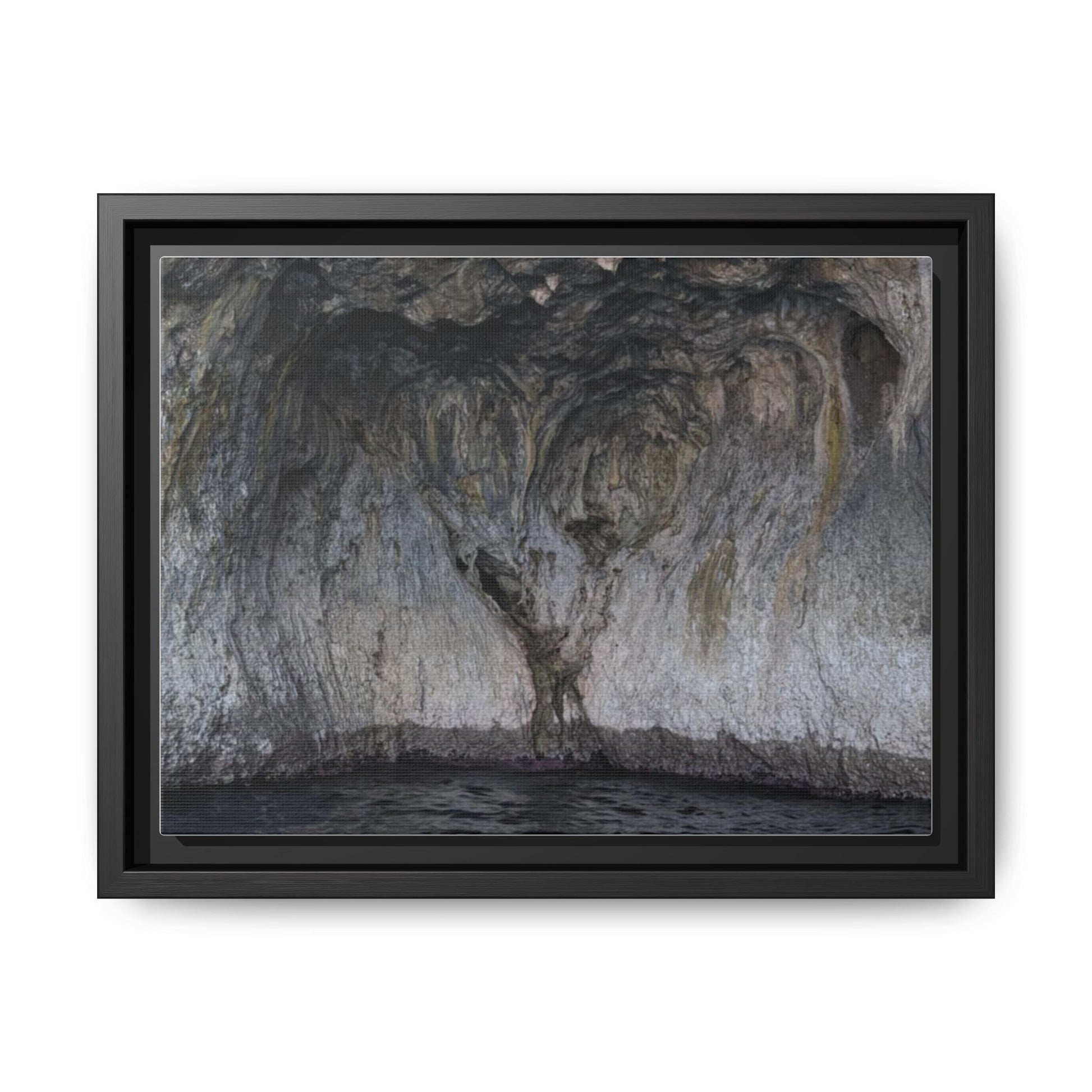 Framed Heart-Shaped Cave Wall Art – Natural Wonder Coastal Photography Print