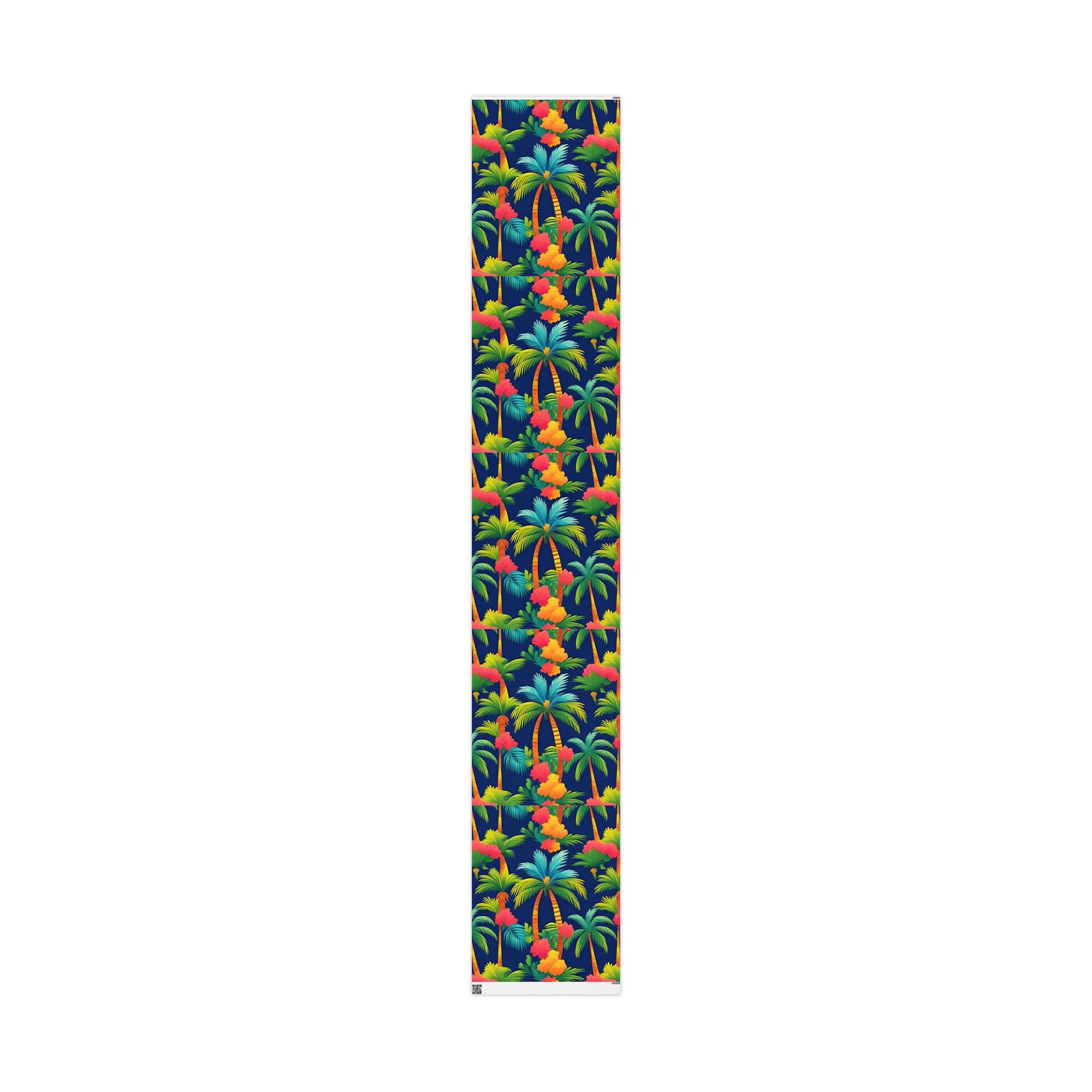 Colorful Palm Tree Wrapping Paper – Tropical Gift Wrap on Navy Blue Background