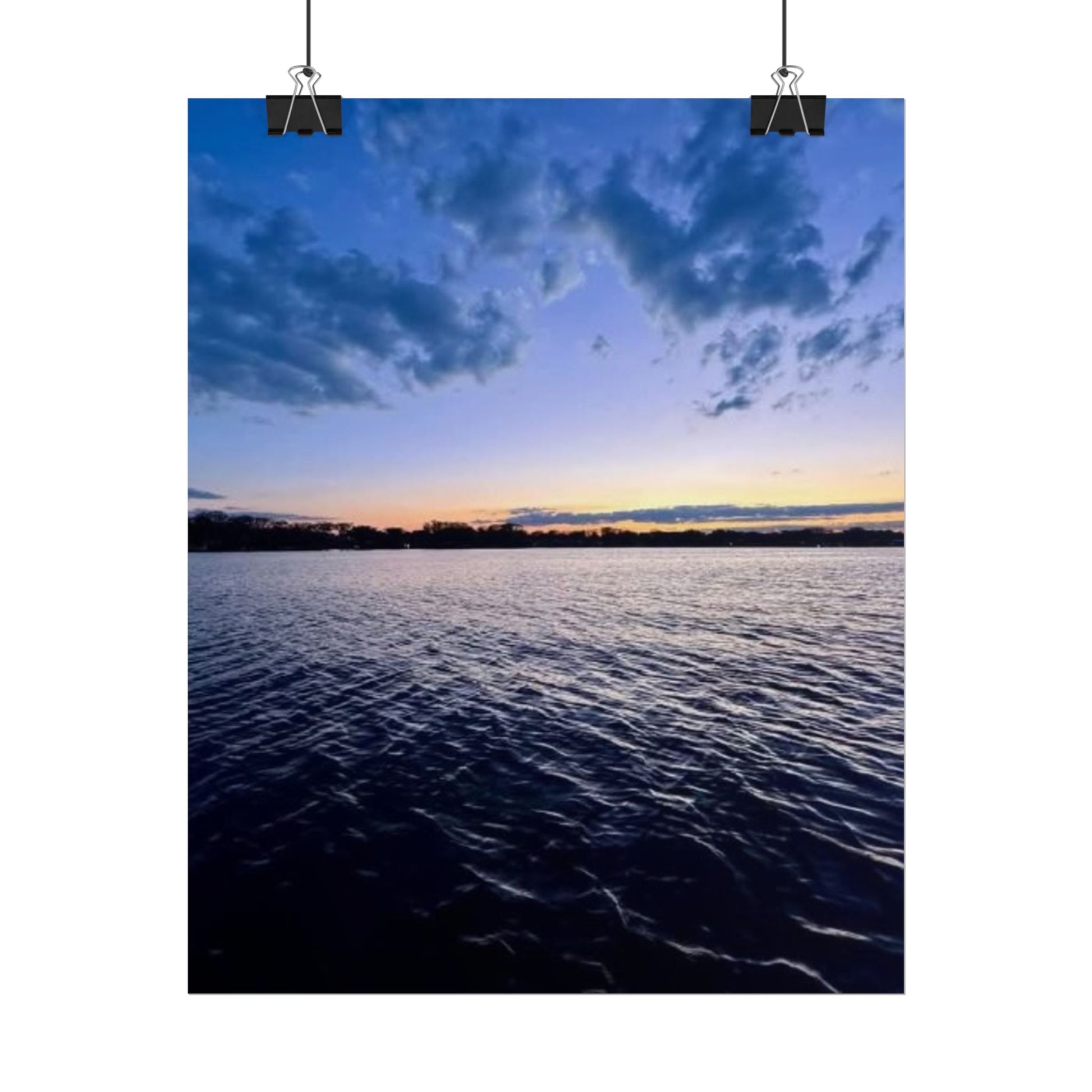 Serene Sunset Rolled Poster - Tranquil Lake View Wall Art for Home Decor