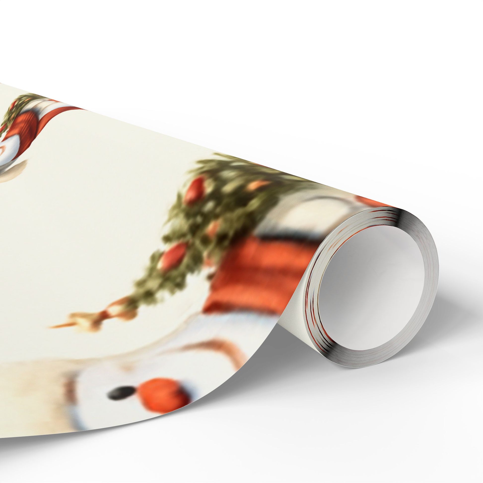 Snowman Pattern Wrapping Paper Roll — Jolly Snowfolk Christmas Wrapping Paper – Miniature Snowman Pattern Gift Wrap by Paper Pleasures – Illustrated by Trailside Designs