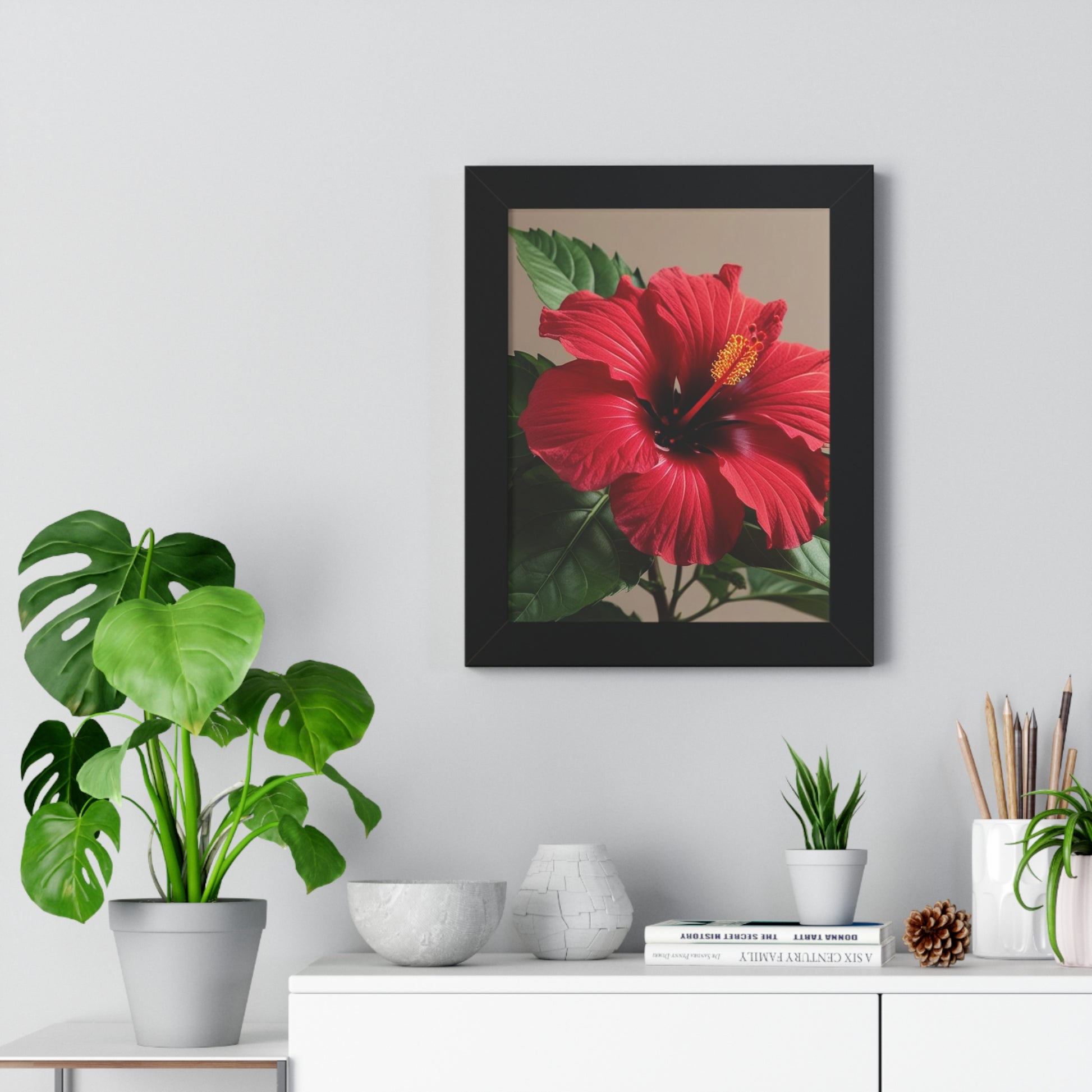 Stunning Hibiscus Flower Framed Vertical Poster | Botanical Wall Art for Home Decor