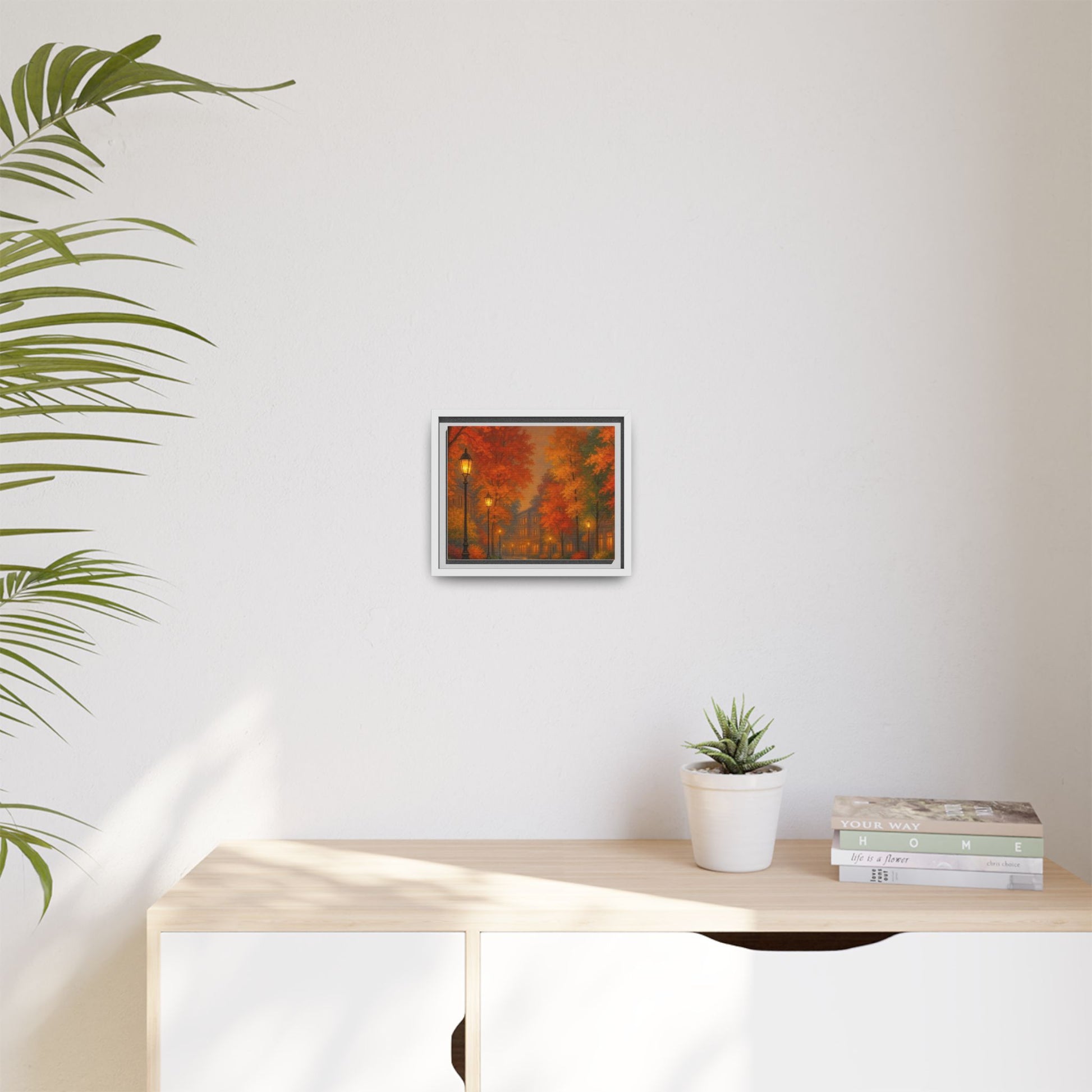 Autumn Cityscape Canvas Art – Warm Fall Skyline Wall Décor