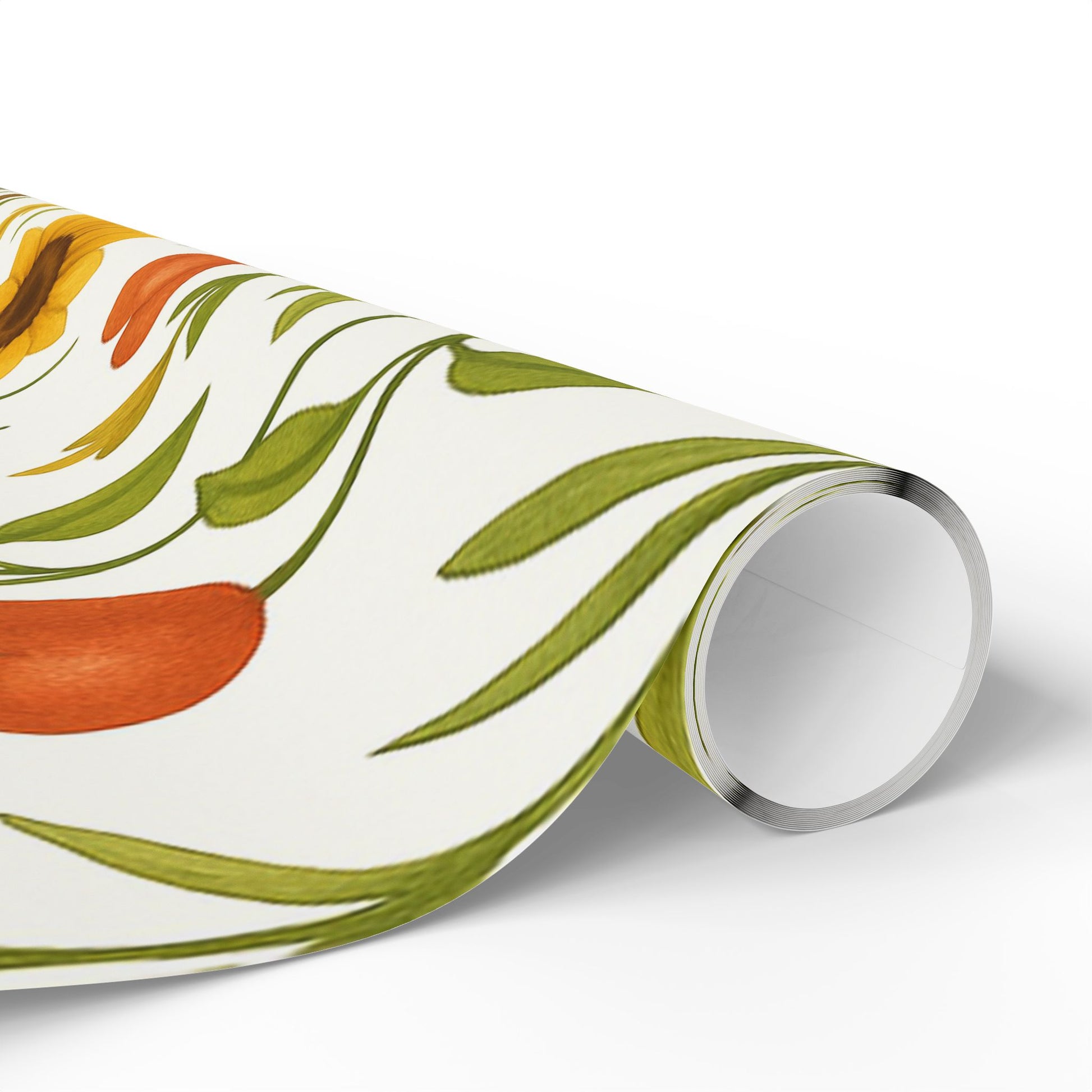 Sunflowers, Tomatoes & Autumn Harvest Botanical Wrapping Paper – Bright Seasonal Gift Wrap