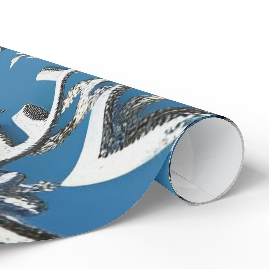 Silver Snowflake Wrapping Paper – Elegant Holiday Gift Wrap on Winter Blue Background