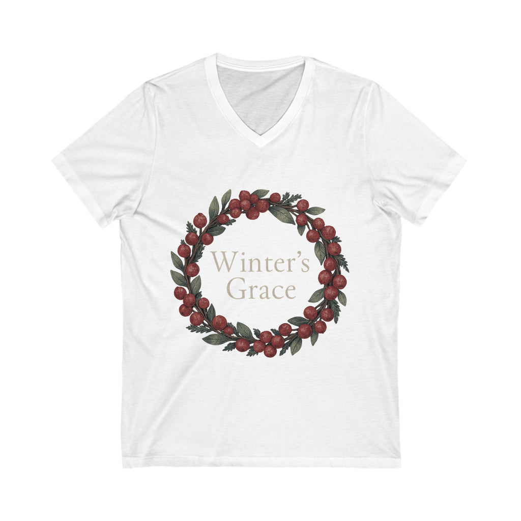 Winter’s Grace T-Shirt – Elegant Holiday Wreath Tee, Berry & Leaf Design, Festive Christmas Shirt, Seasonal Gift for Women or Men