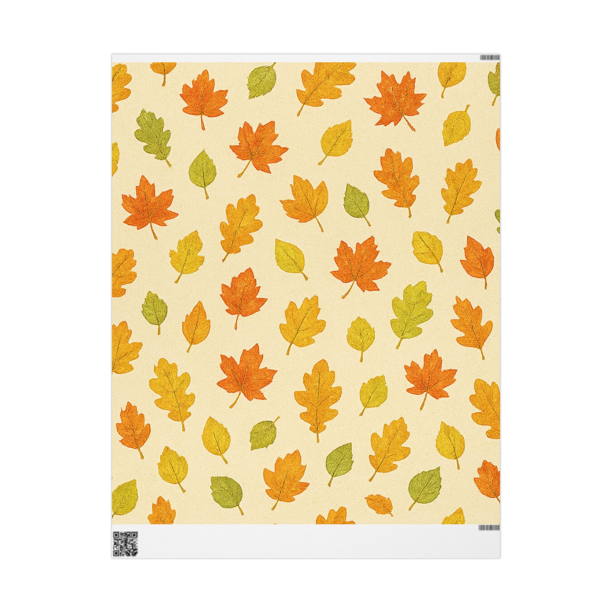 Patterned paper with autumn leaf design on a beige background