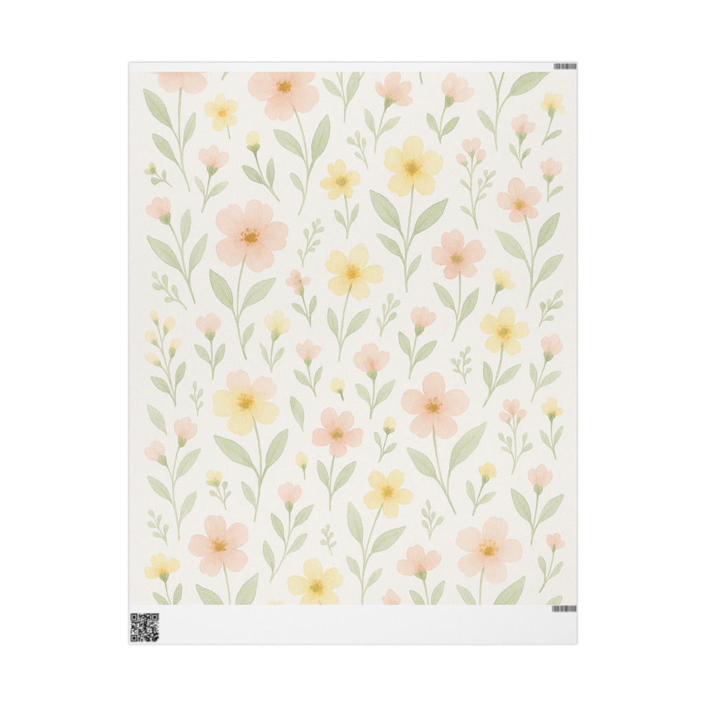 Soft Spring Floral Wrapping Paper for Birthdays, Baby Showers, and Gifts