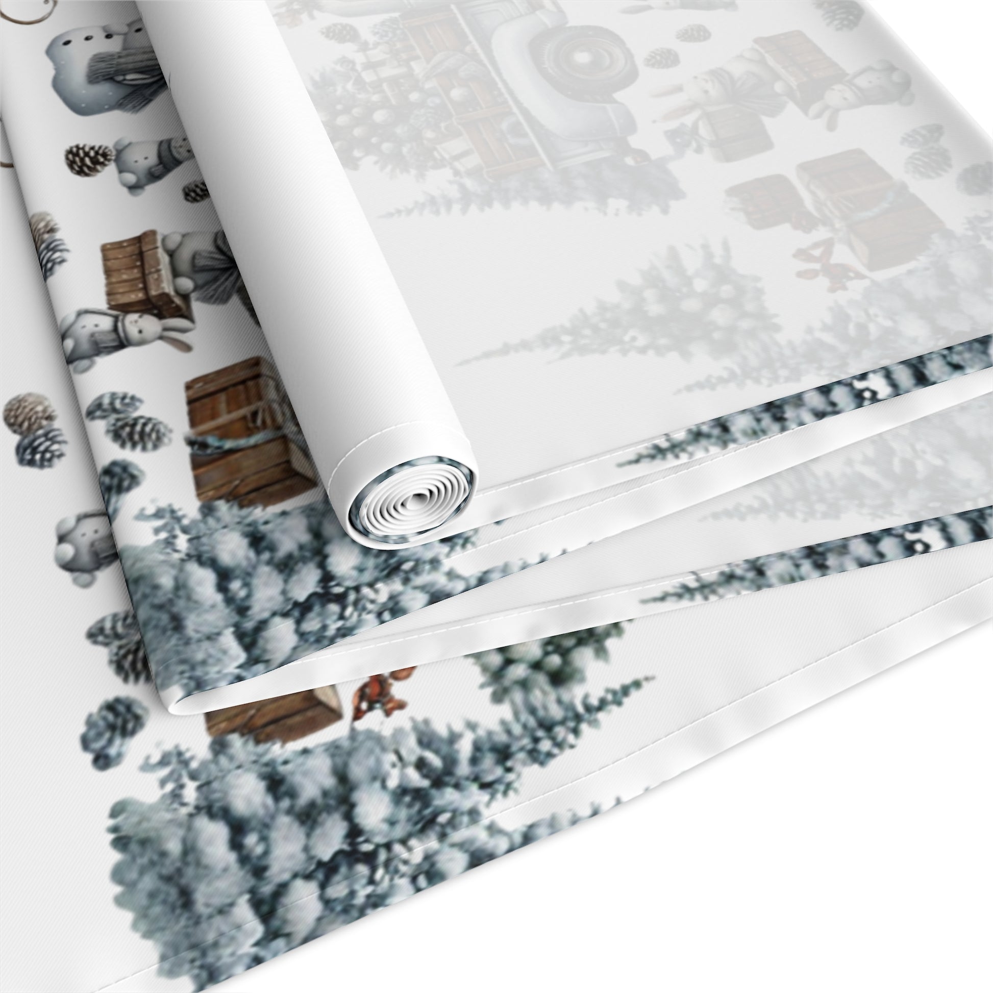 Whispers of Winter – Christmas Barn Table Runner | Rustic Holiday Table Décor by Paper Pleasures - Cotton/Poly