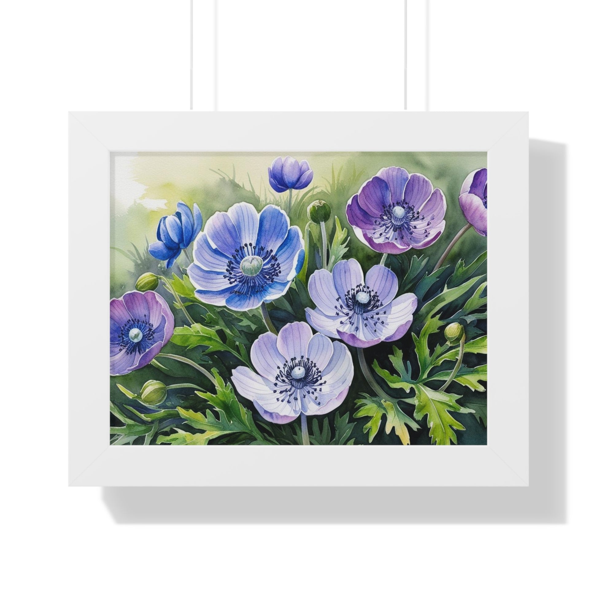 Purple Anemone Botanical Art Print  Framed Floral Wall Decor for Nature Lovers