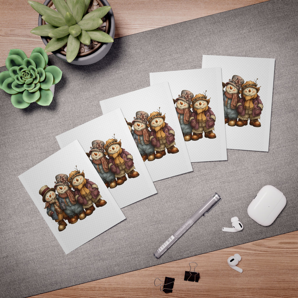 Illustrations of teddy bears on white cards with a pen and mouse on a desk.