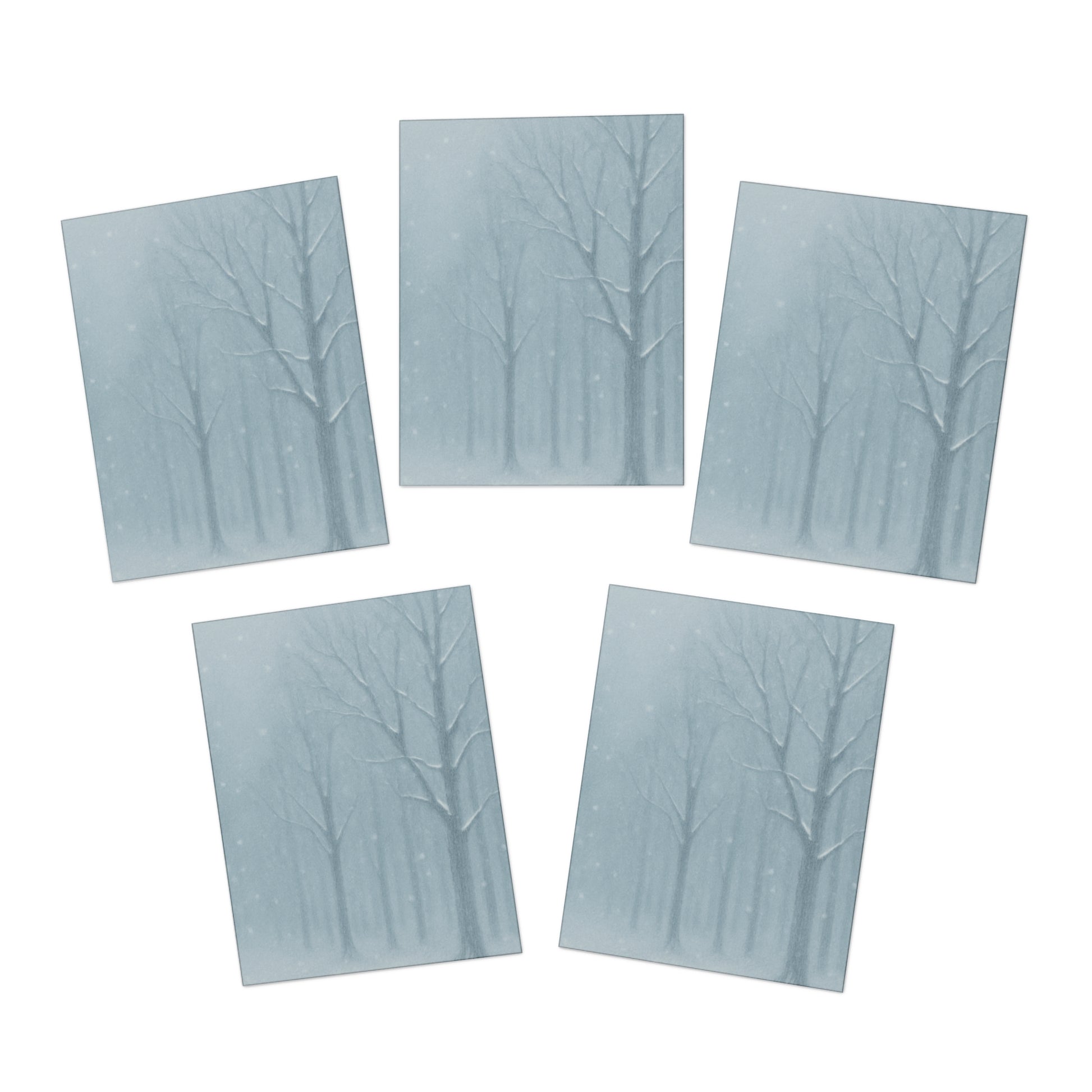 Winter Snowy Forest Scene Note Cards – Series 3 of 3 Designs in the Winter’s Hush Collection with Complimentary Matching Wrapping Paper (5-Pack)