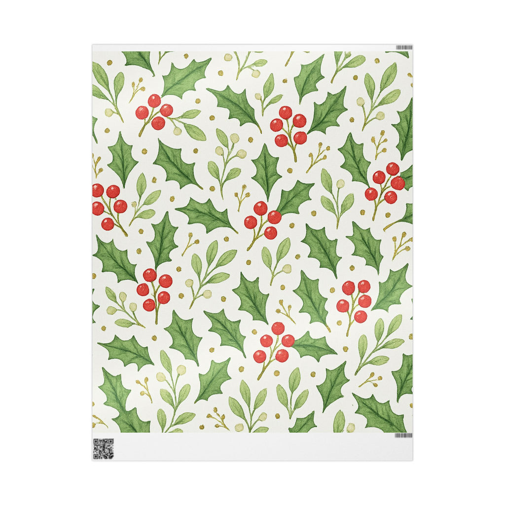 Festive Wrapping Paper, Holly Holiday Gift Wrap, Eco-Friendly Wrapping, Christmas Gift Wrap, Floral Wrapping Paper, Seasonal Decor