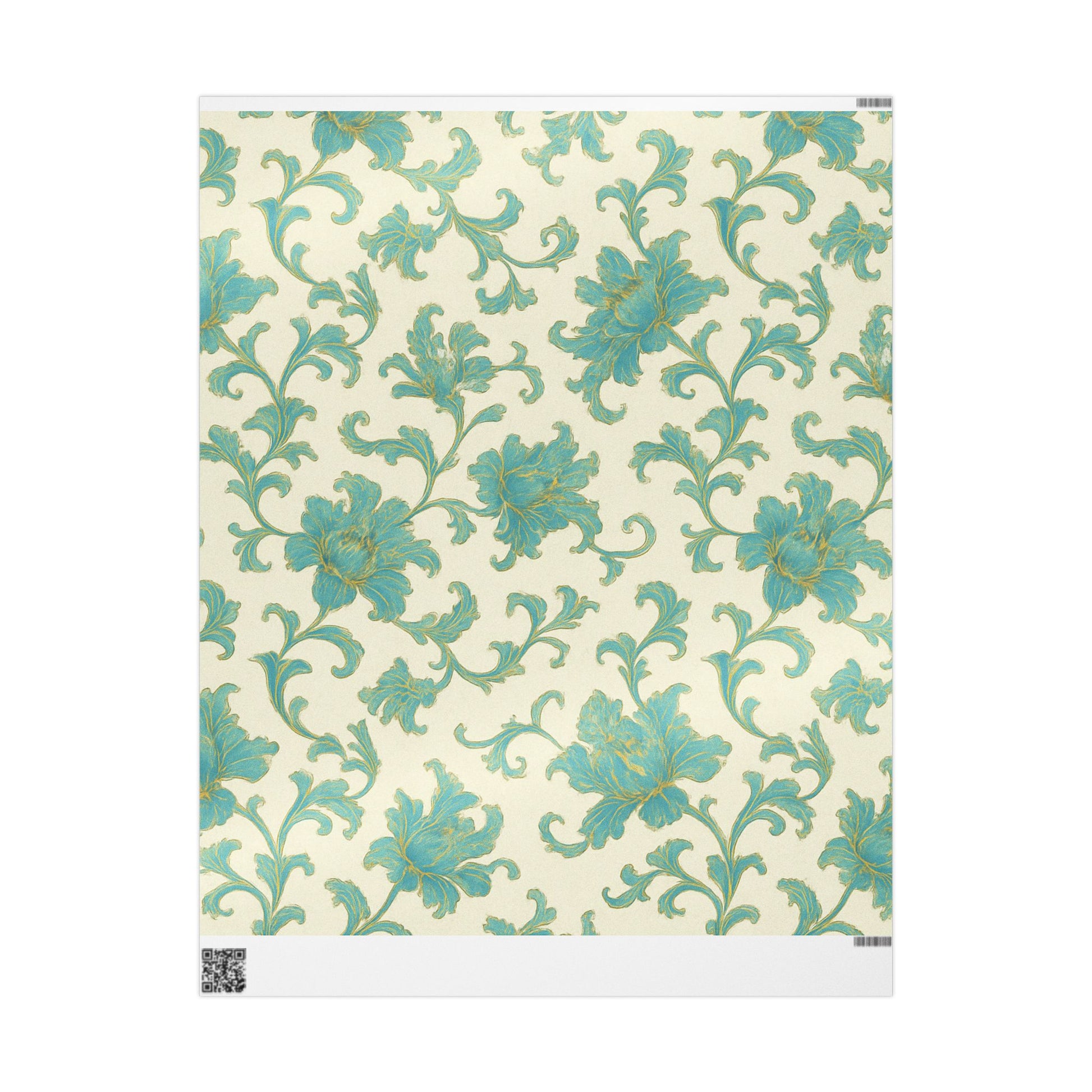 Elegant Teal Vintage Floral Wrapping Paper – Classic Cream Background Gift Wrap