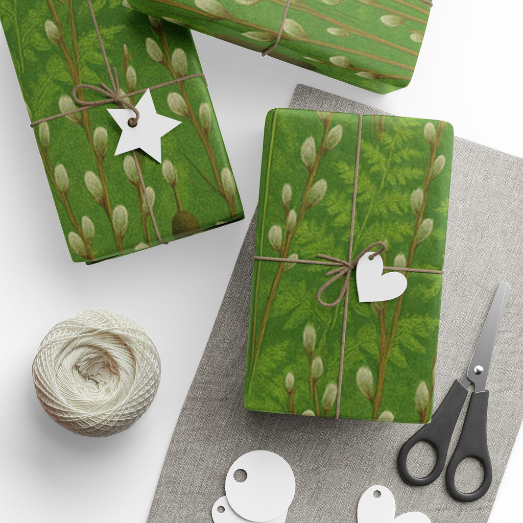 Mini Cat Tails and Pussy Willows Field Wrapping Papers