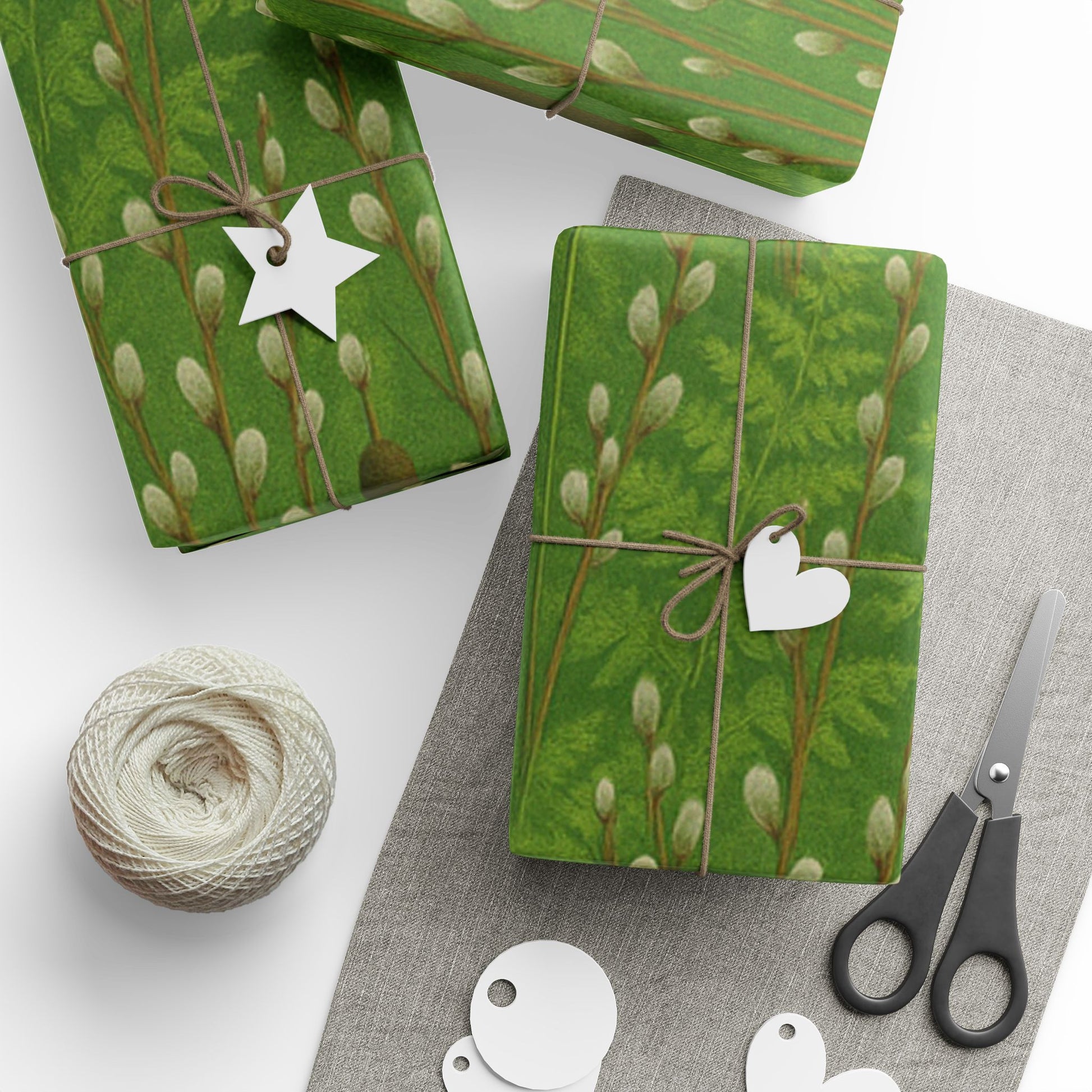 Mini Cat Tails and Pussy Willows Field Wrapping Papers