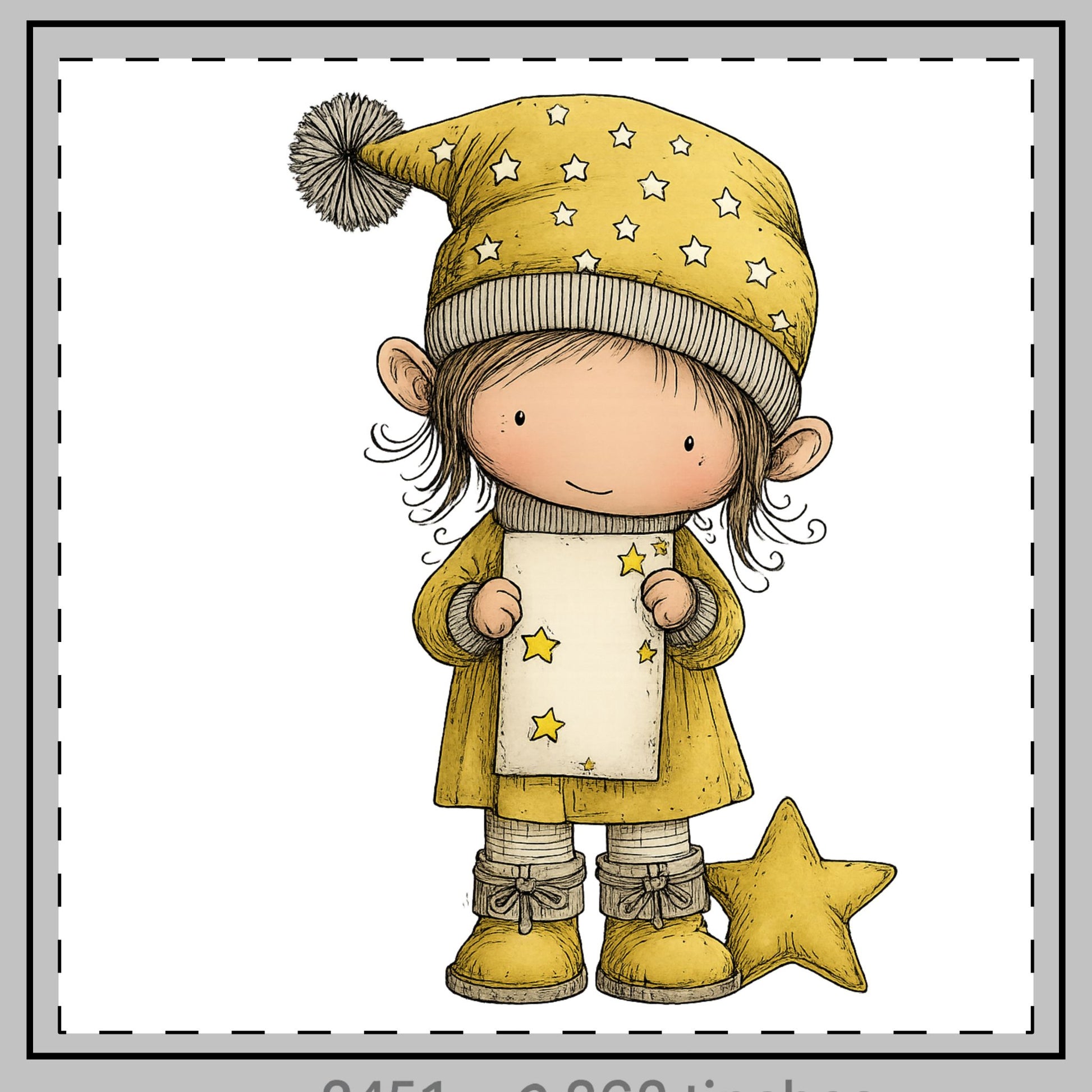 Christmas Star List Elf Pillow – Whimsical Holiday Cushion – Cute Little Elf with Stars Illustration – Festive Christmas Home Décor