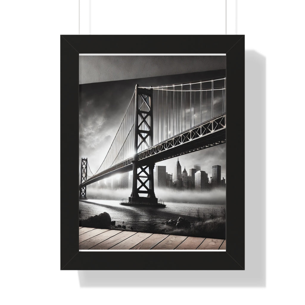 Monochrome Urban Landscape Framed Vertical Poster - Modern Home Decor