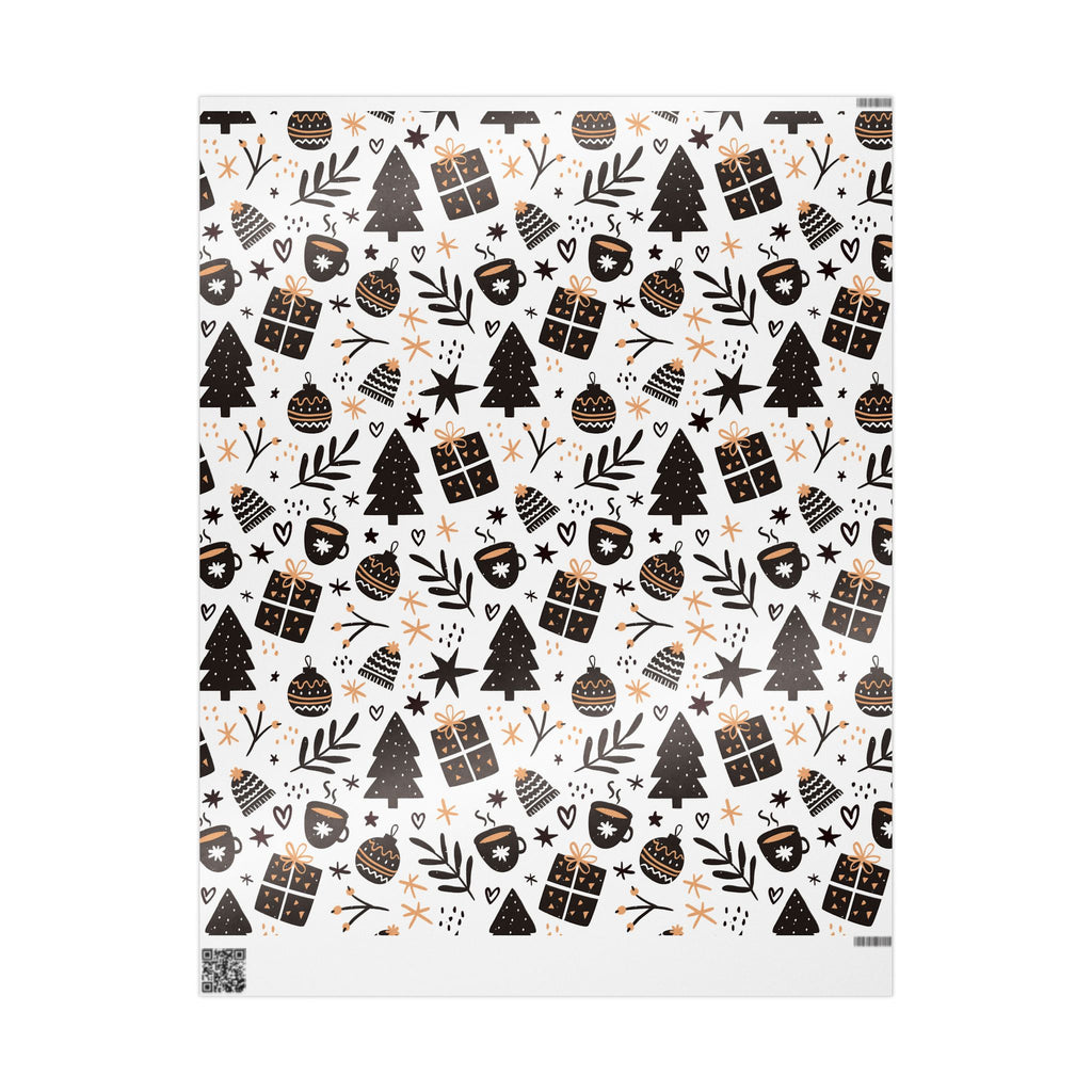 Cozy Cocoa Wrapping Paper – Warm Modern Holiday Gift Wrap - As Designer - Festive Holiday Wrapping Paper with Christmas Trees and Gifts
