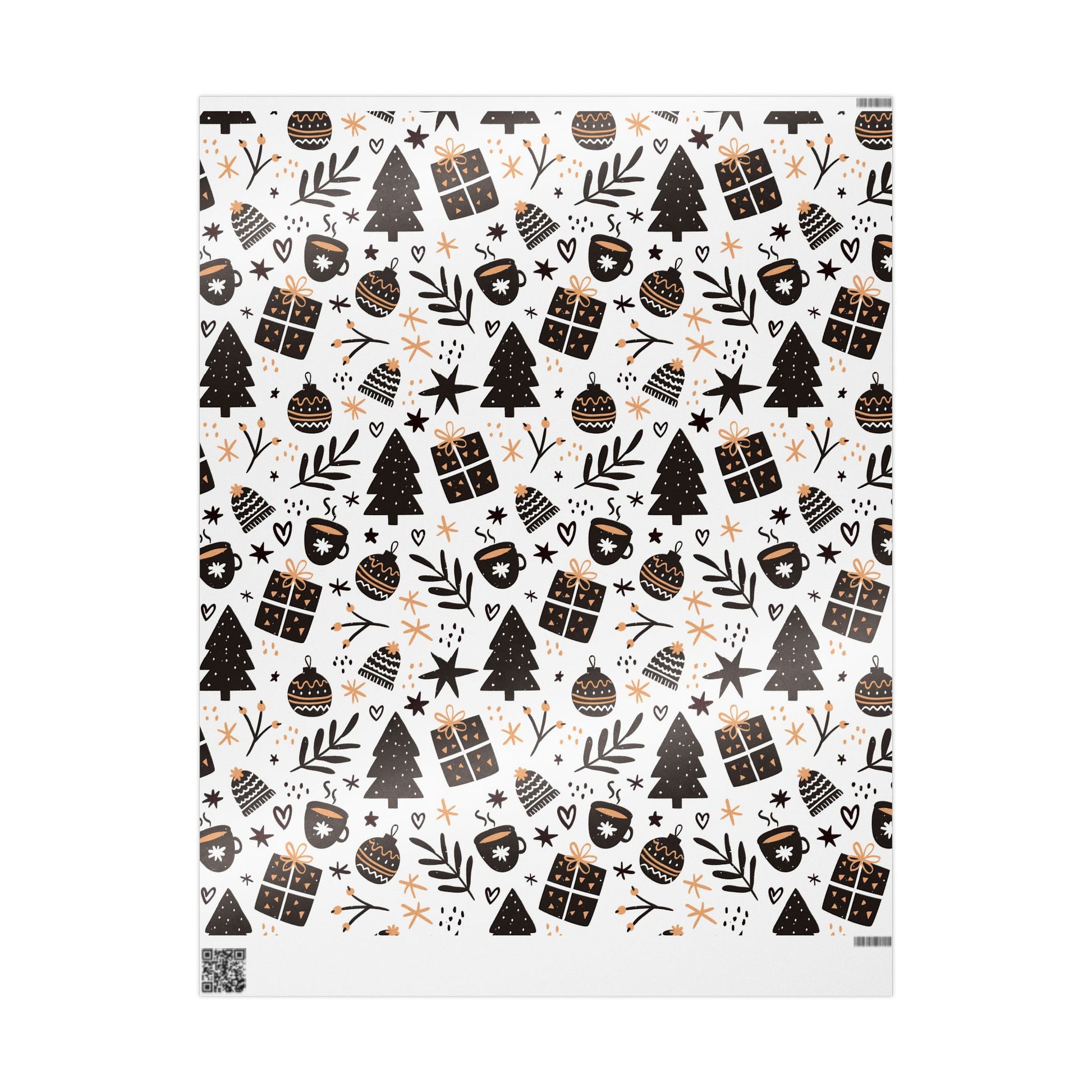 Cozy Cocoa Wrapping Paper – Warm Modern Holiday Gift Wrap - As Designer - Festive Holiday Wrapping Paper with Christmas Trees and Gifts