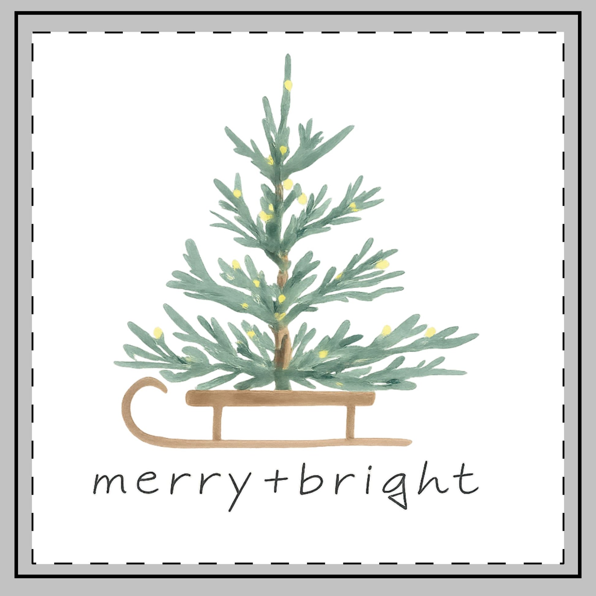 Merry + Bright Christmas Tree Pillow – Watercolor Holiday Throw Pillow Cover – Whispers of Winter Collection